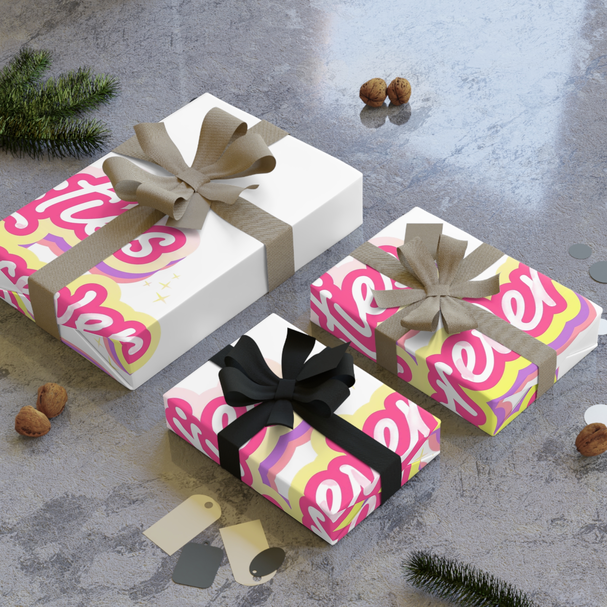 Pink Besties Forever Lettering Logo Gift Wrapping Paper Rolls 1pc - Image 8