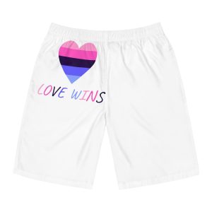 Colorful Heart Shape Omnisexual Pride Flag Happy Pride Day Lgbtqia Community Pride Month Vector Hand Drawn Doodle Posters Stickers Logo Cards Mens Board Shorts Aop