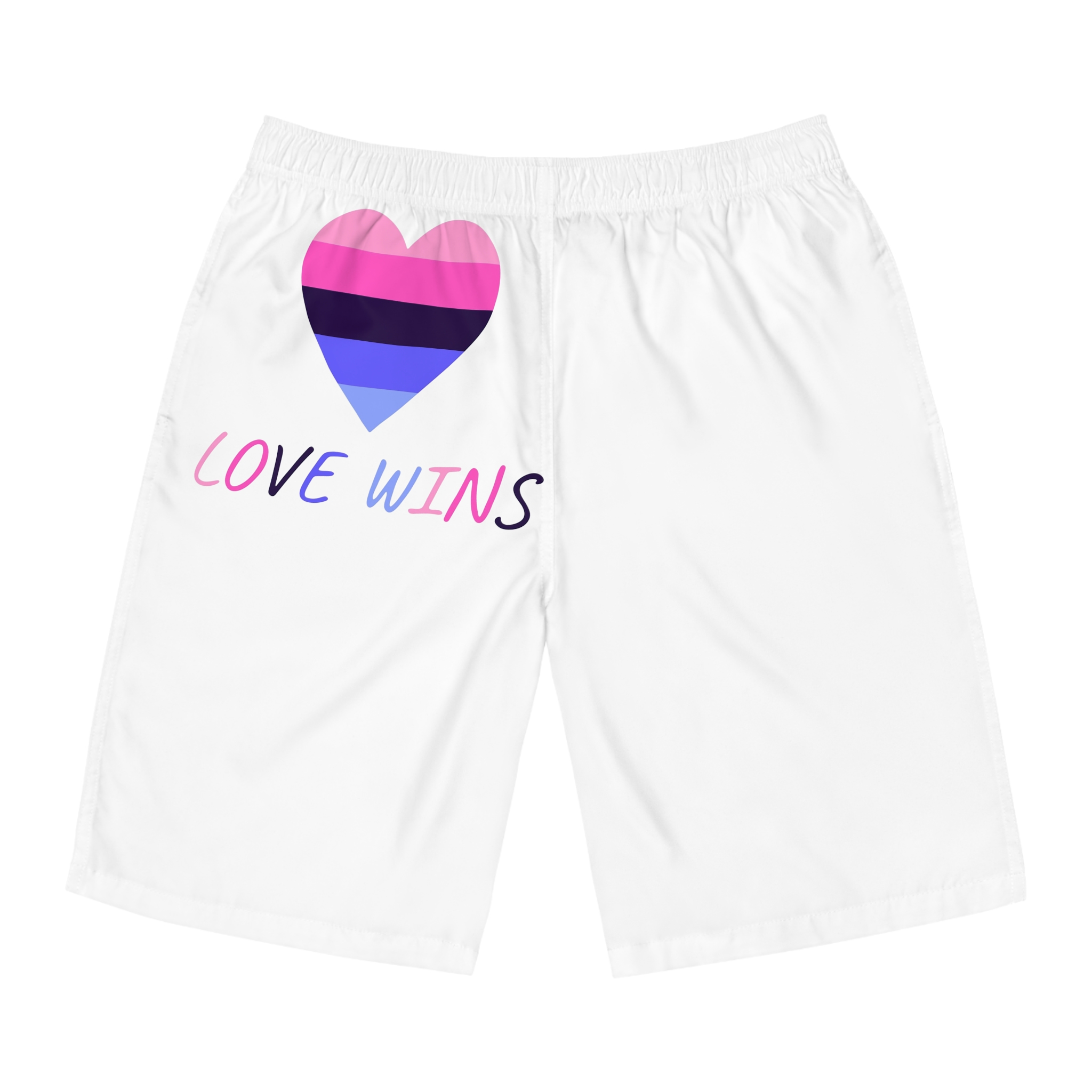 Colorful Heart Shape Omnisexual Pride Flag Happy Pride Day Lgbtqia Community Pride Month Vector Hand Drawn Doodle Posters Stickers Logo Cards Mens Board Shorts Aop