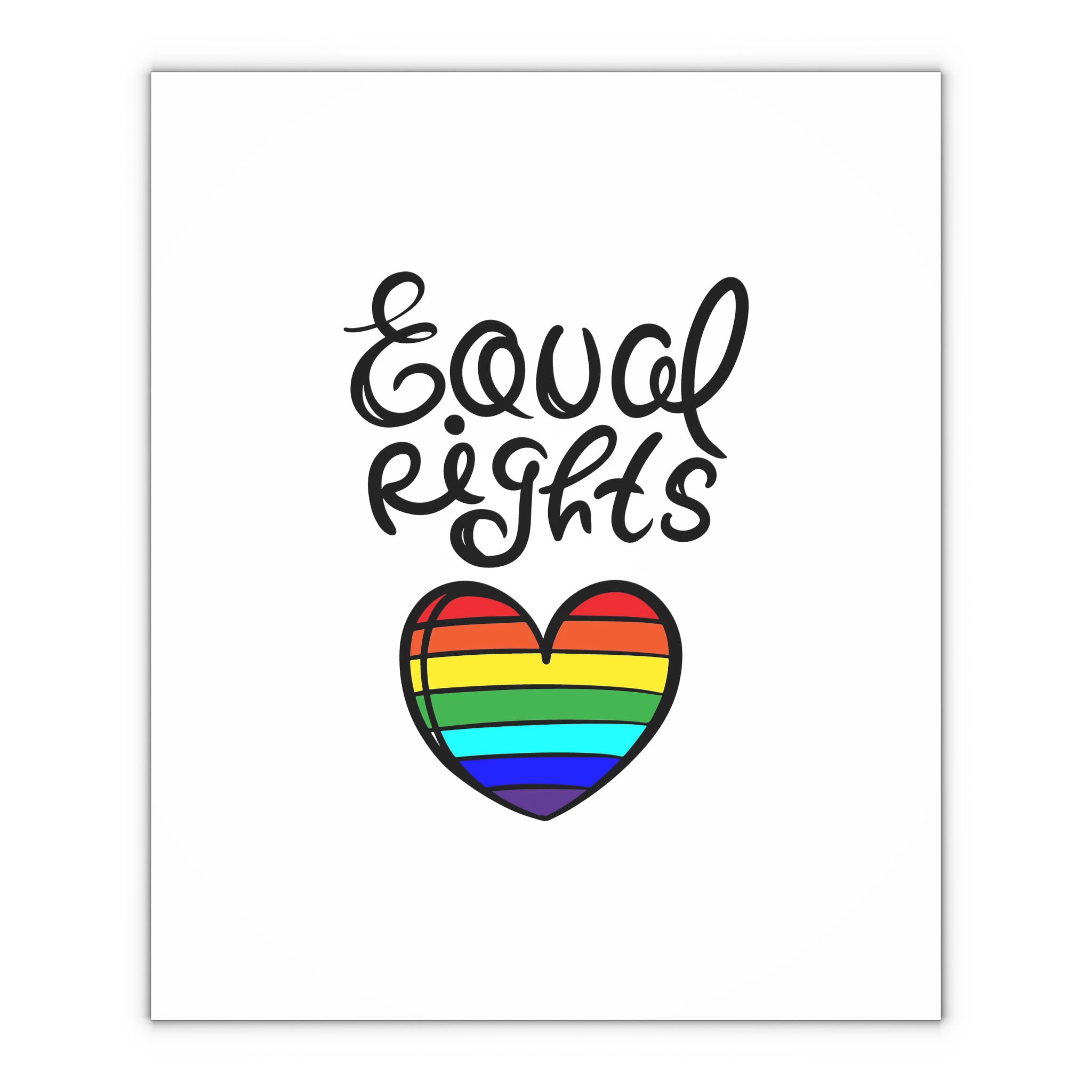 Equal Right Handwritten Text Heart Rainbow Motto Vector Print Gift Wrapping Paper Sheets 1pc - Image 4