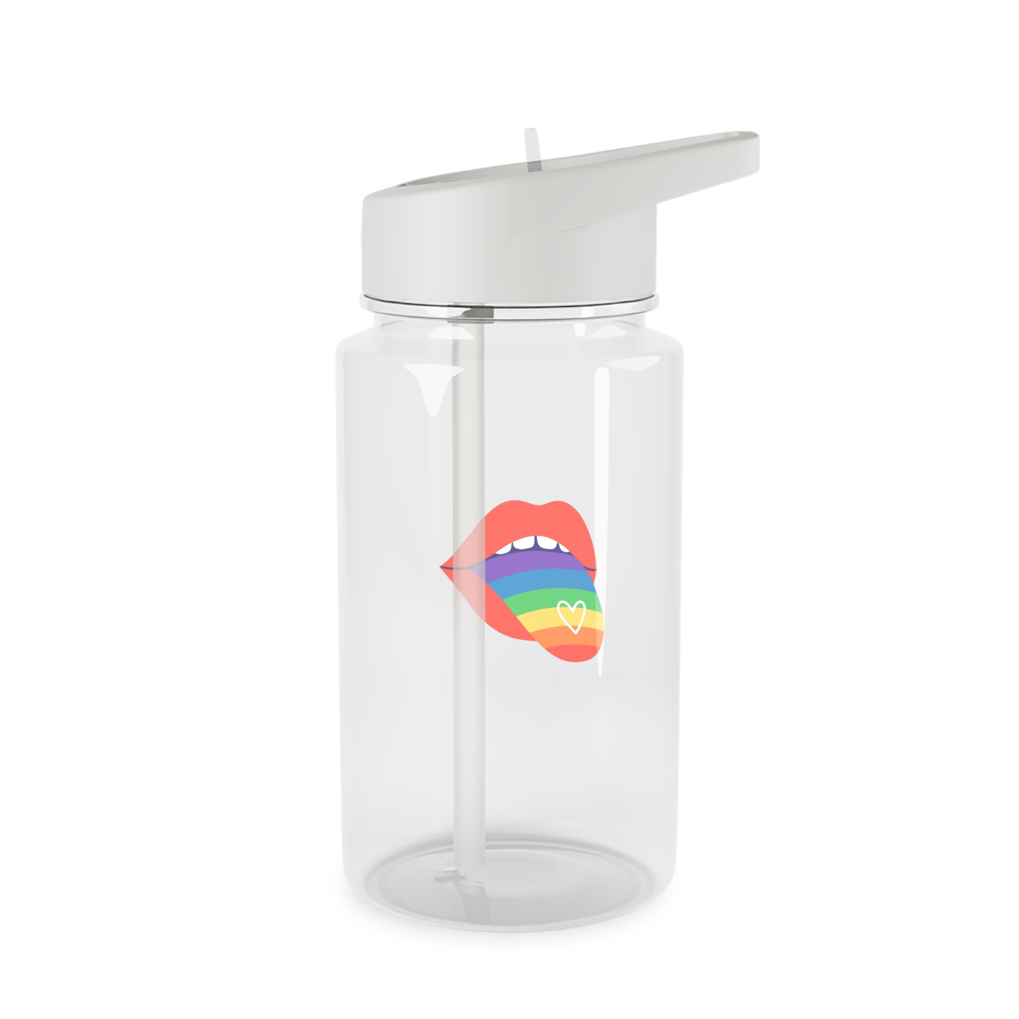 Open Red Lips With Rainbow Tongue Hand Drawn Vector Illustration Tritan Water Bottle - Image 2