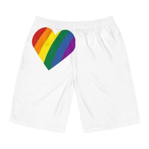 Minimalist Pride Heart Filled With Rainbow Colors Mens Board Shorts Aop