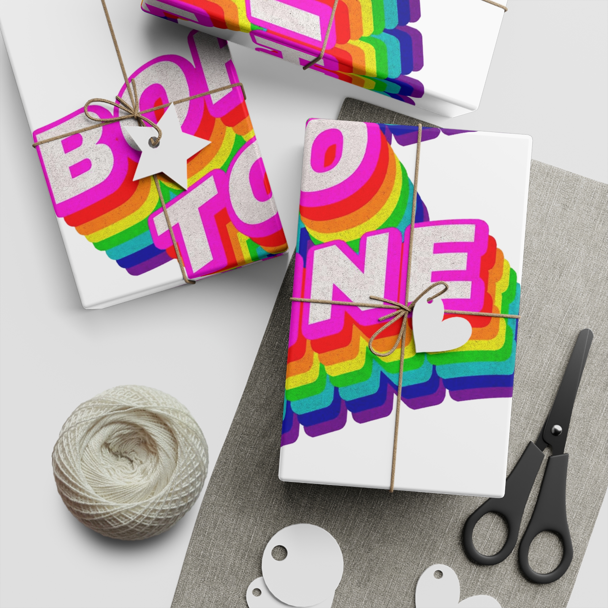 Rainbow Word Born Shine Typography Design Element Gift Wrapping Paper Sheets 1pc - Image 2