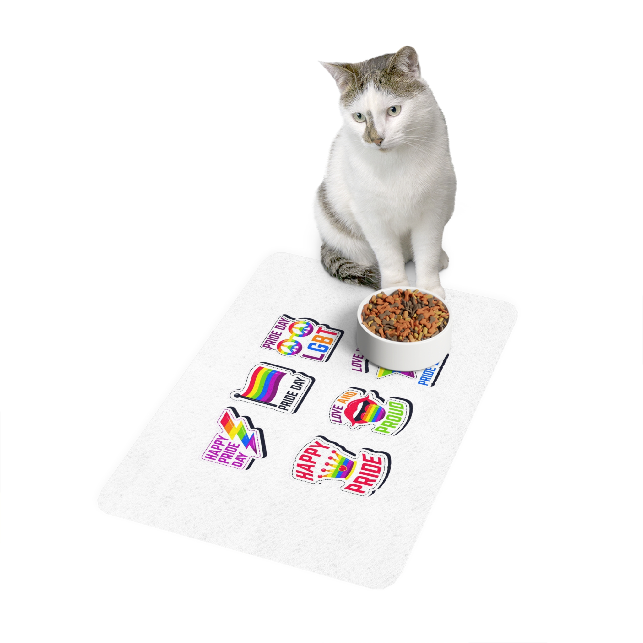 Label Collection With Pride Day Theme Pet Food Mat 12x18 - Image 3