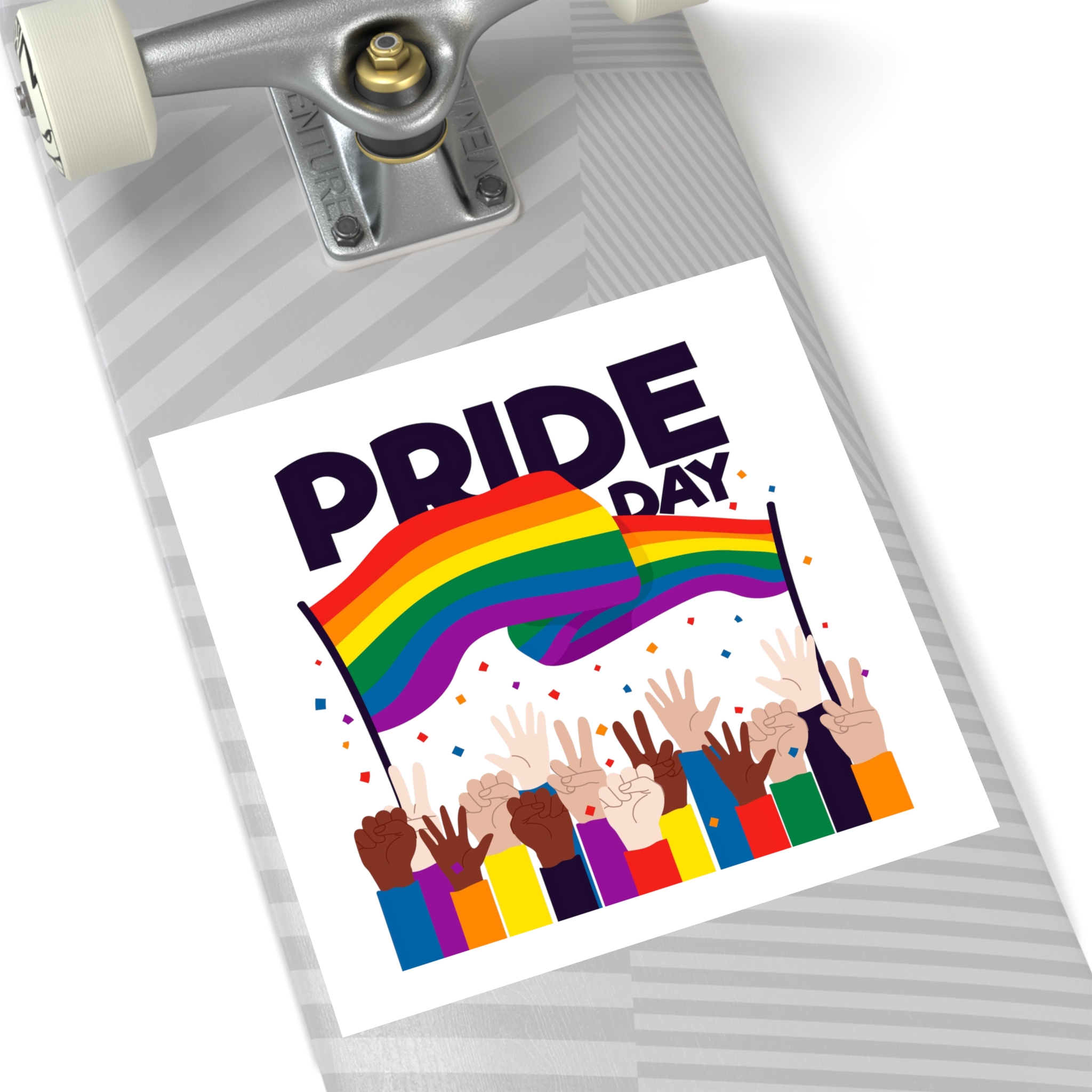 Pride Day Event With Rainbow Flag Theme Laminate Stickers Square - Image 52