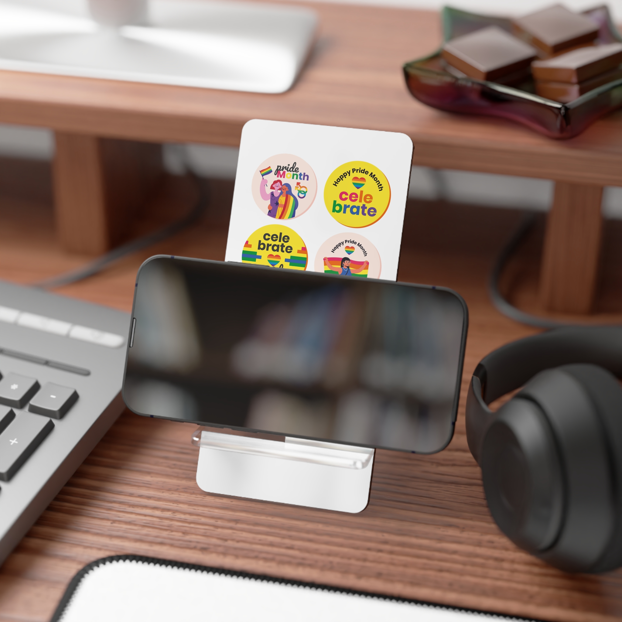 Flat Pride Month Labels Collection (1) Mobile Display Stand For Smartphones - Image 4