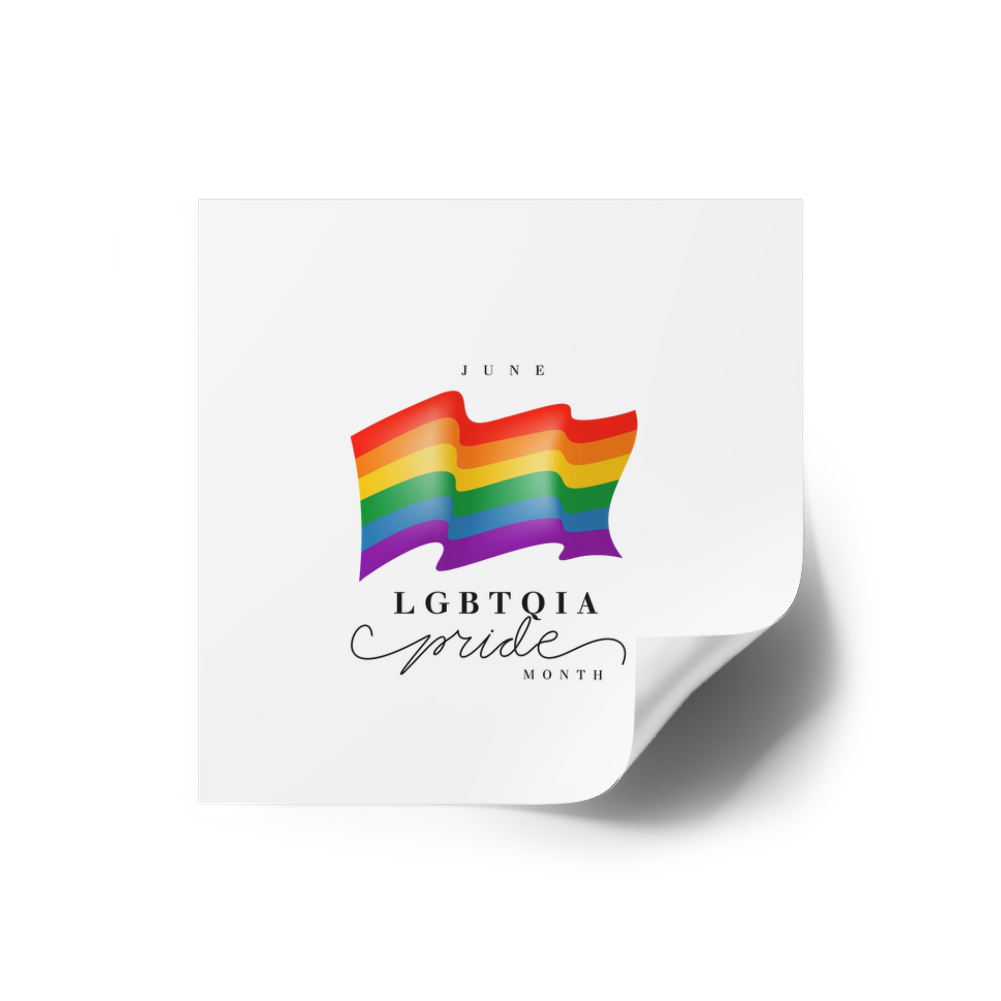 Lgbt Pride Month 2024 Concept Freedom Rainbow Flag With Hearts Gay Parade Vector Laminate Stickers Square - Image 2