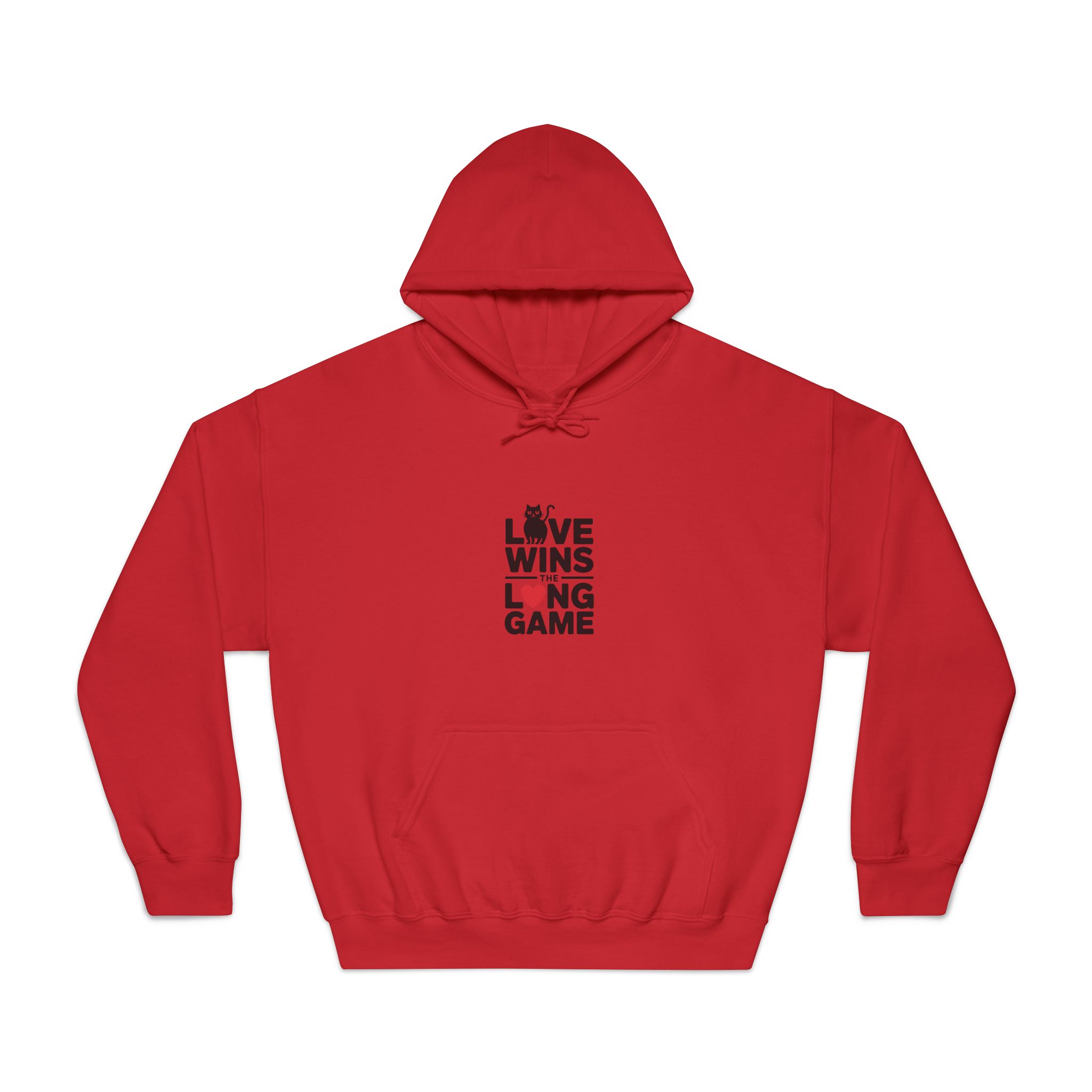 Love Wins Long Game With Black Cat Heart Illustration Unisex Dryblend Hooded Sweatshirt - Image 33