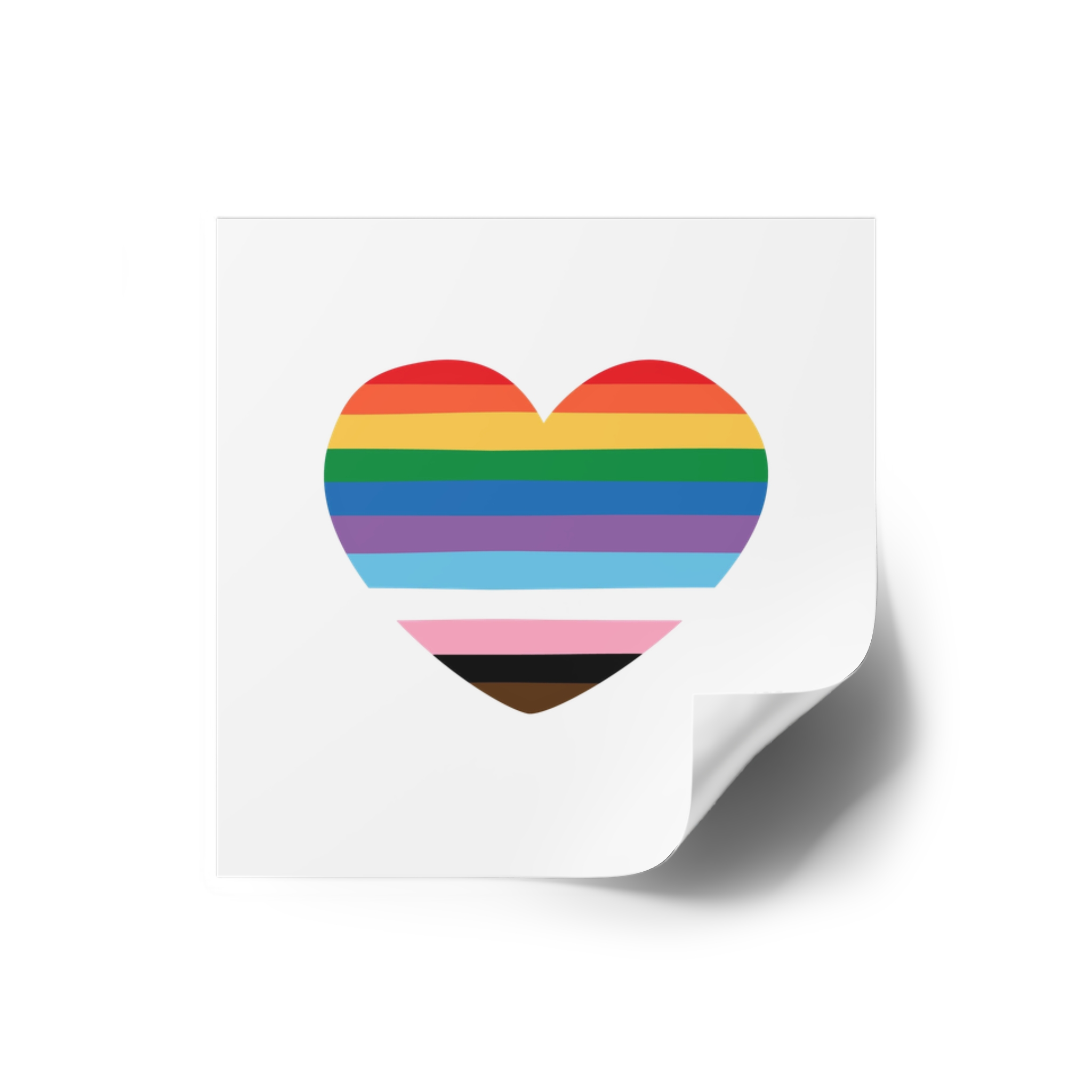 Inclusive Progress Pride Heart Symbol Laminate Stickers Square - Image 2