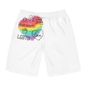 Lgbtq Hand Drawn Symbols Rainbow Coloured Heart Background Mens Board Shorts Aop