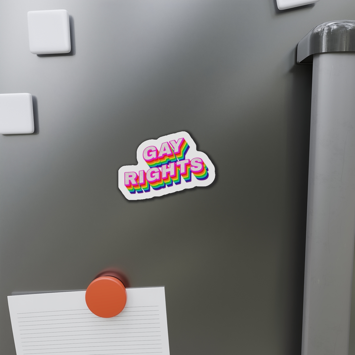 Rainbow Word Gay Rights Typography Design Element Die Cut Magnets - Image 8