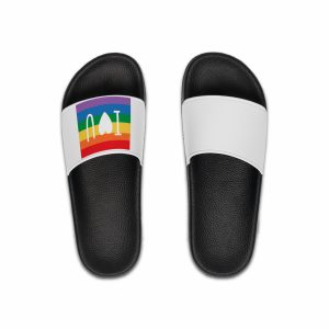 Vibrant Rainbow Flag With I Love You Heart Message Mens Slide Sandals