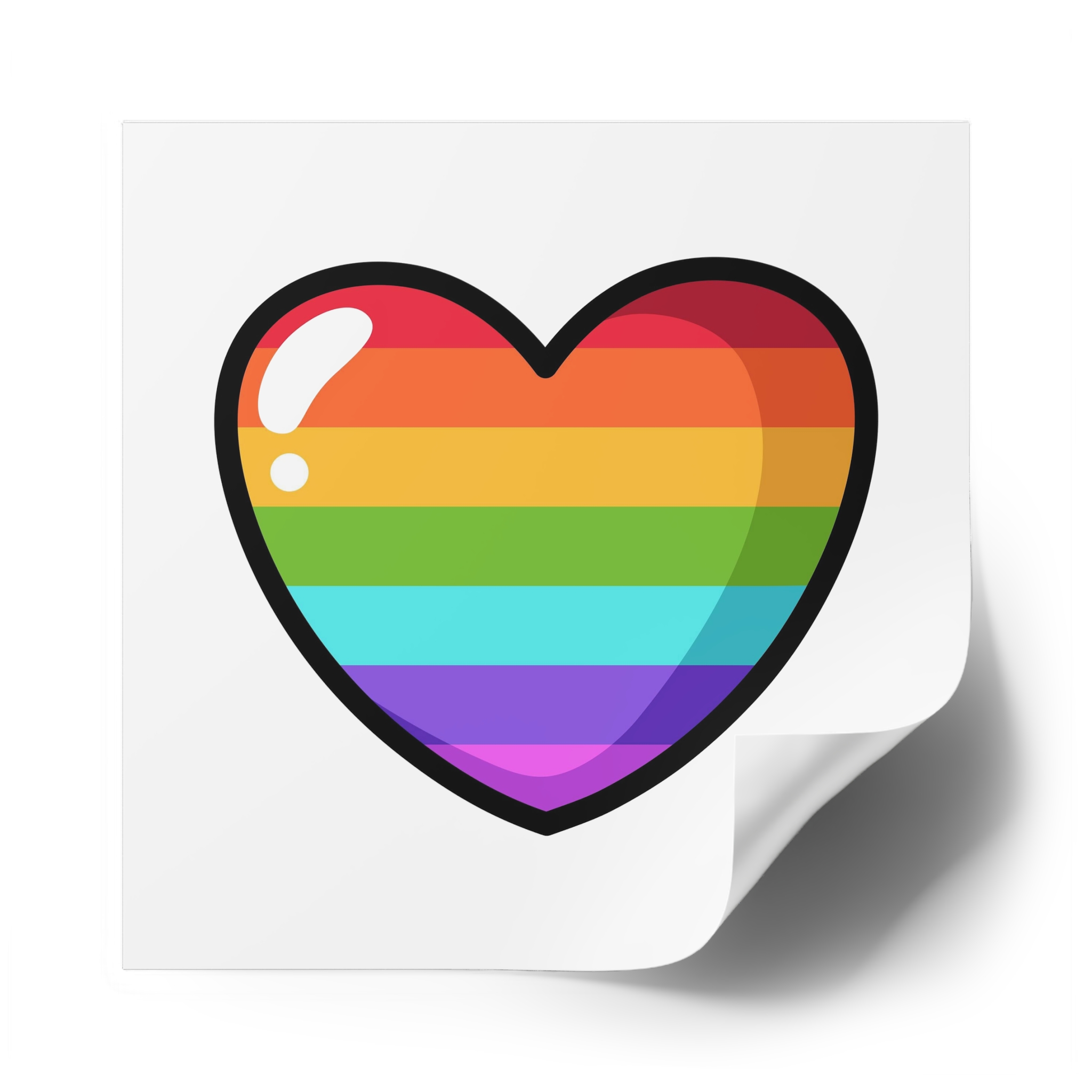 Pride Heart Cartoon Style Laminate Stickers Square - Image 58
