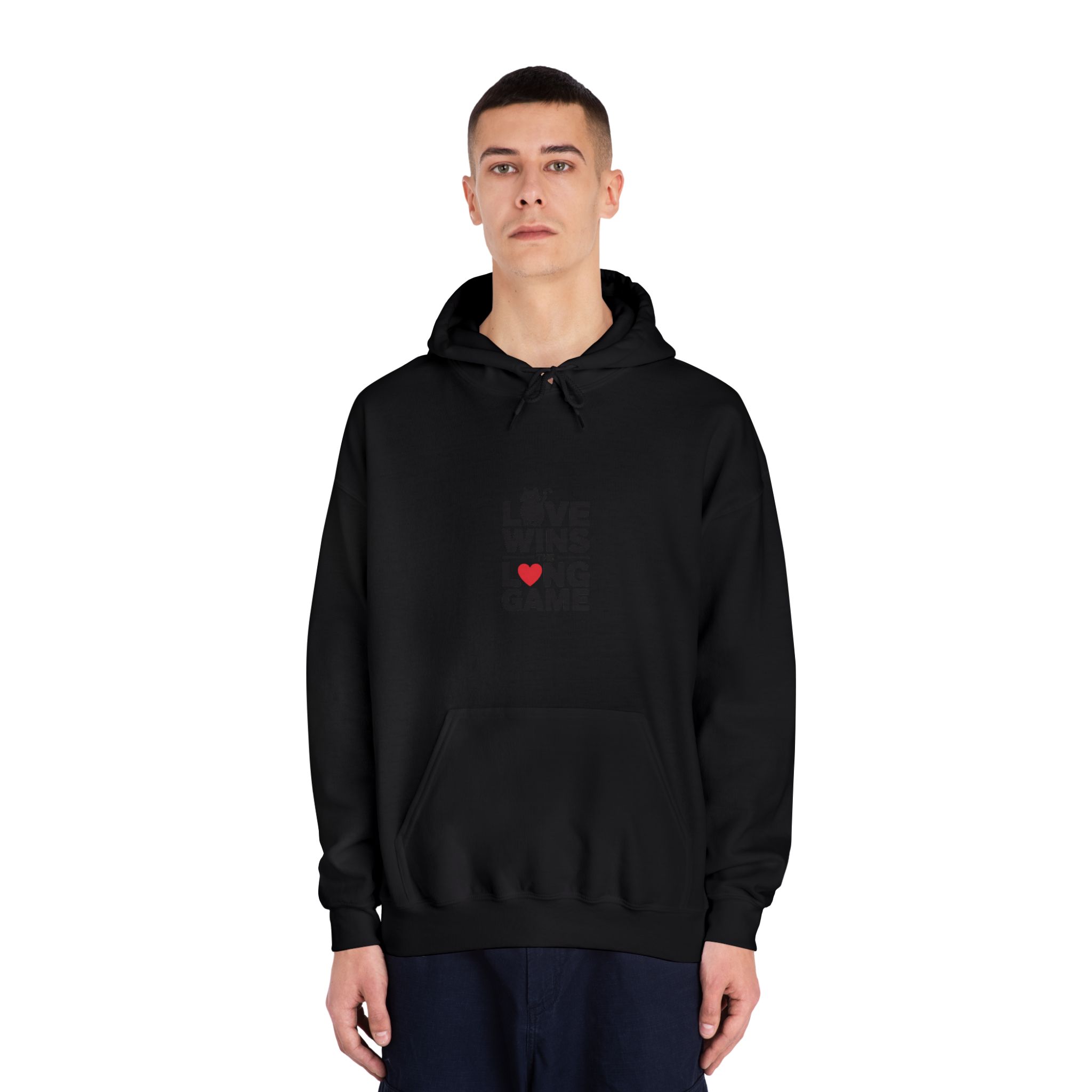 Love Wins Long Game With Black Cat Heart Illustration Unisex Dryblend Hooded Sweatshirt - Image 11