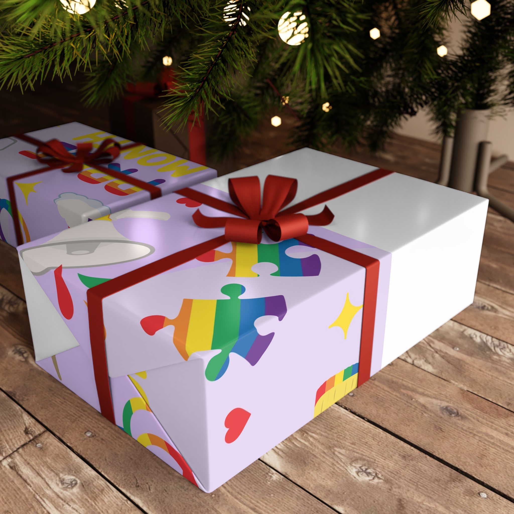 Pride Month Lgbtq Symbol Rainbow Colors Cute Elements Set Gift Wrapping Paper Sheets 1pc - Image 3
