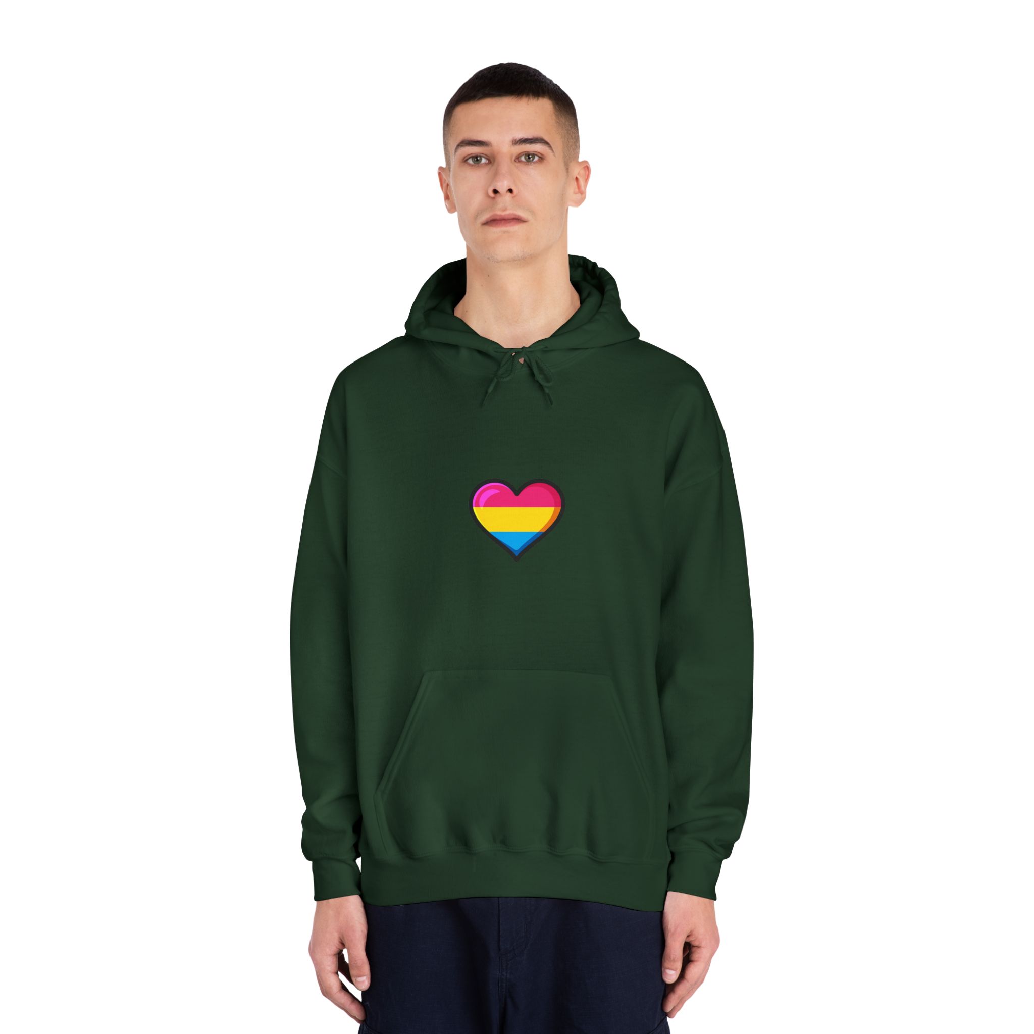 Pansexual Pride Flag Heart Shape Vector Illustration Unisex Dryblend Hooded Sweatshirt - Image 23