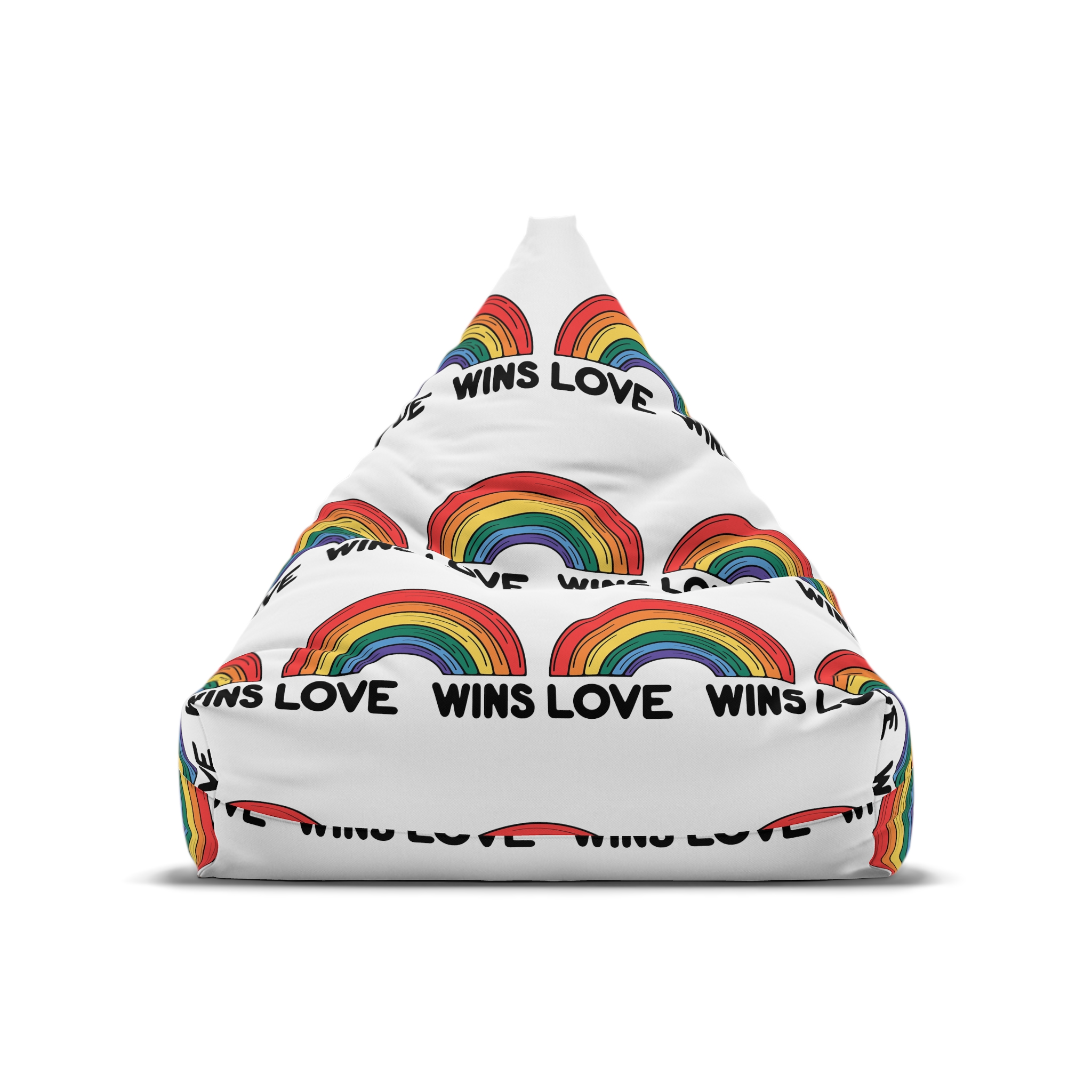 Love Wins Rainbow Pride Illustration Bean Bag Chair Cover - Image 5