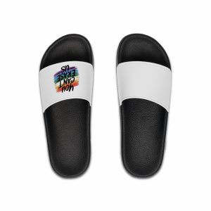 You Cant Erase Us T Shirt Design Isolated White Background Mens Slide Sandals