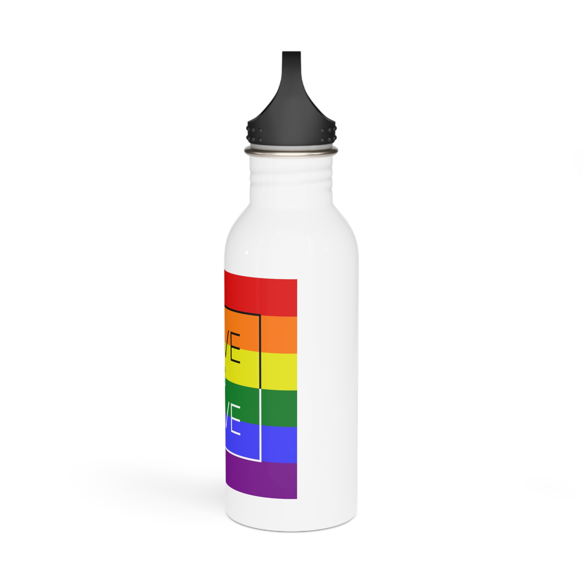 Lgbt Card Text Love Is Love Background Flag Colors Vector Illustration Stainless Steel Water Bottle - Image 4