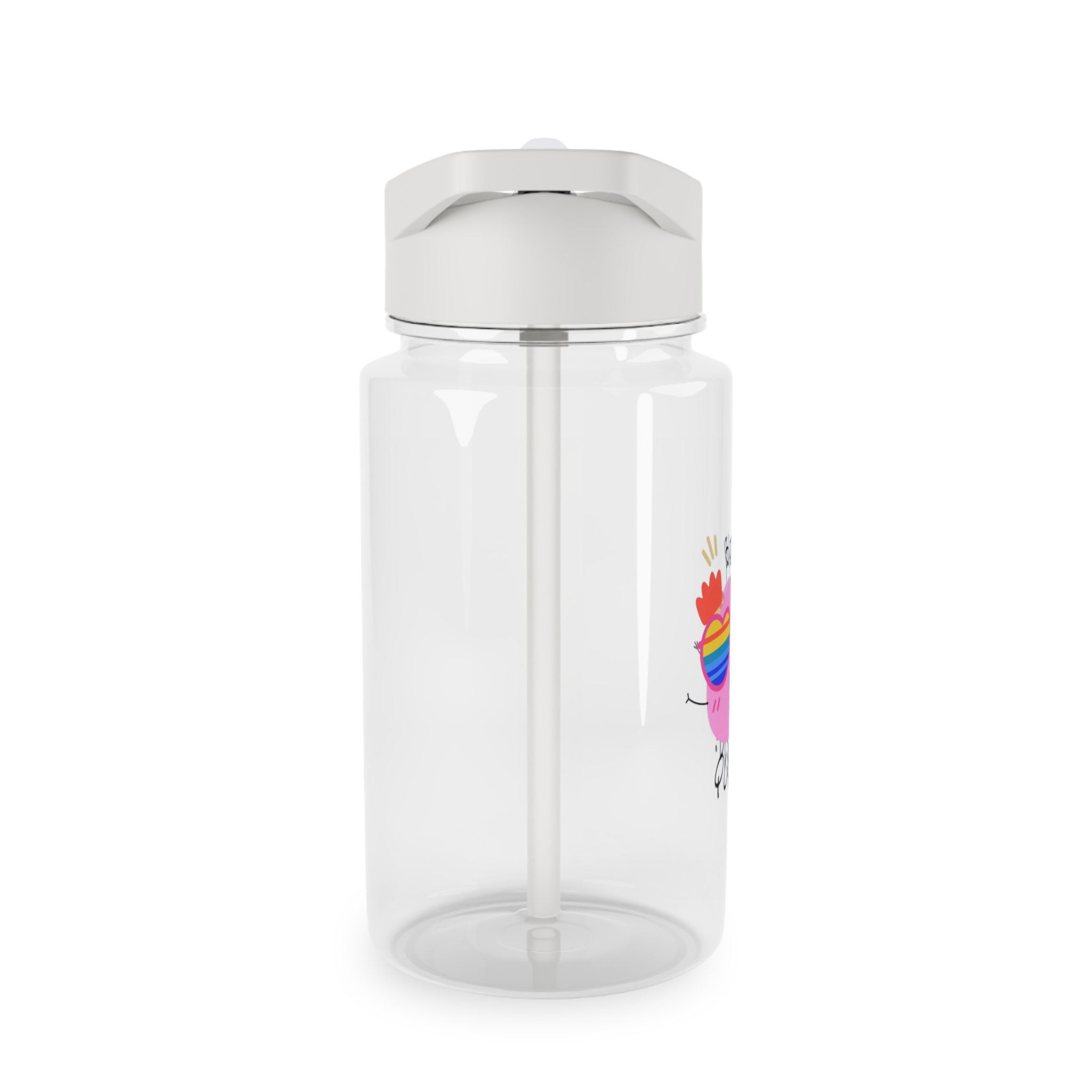 Pink Blob With Rainbow Heart Sunglasses Saying Proud Queen Flat Sticker Tritan Water Bottle - Image 4