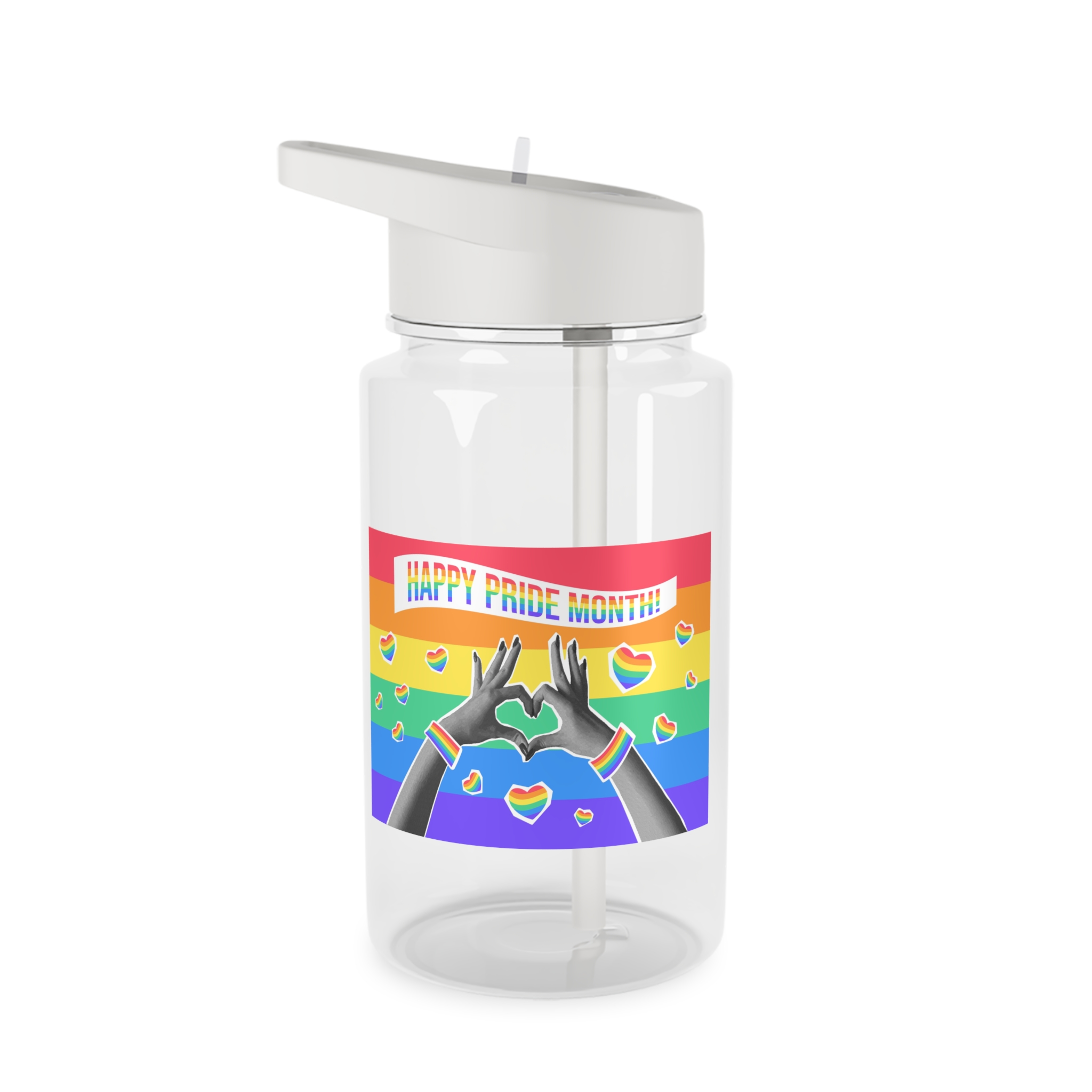 Lgbtq Pride Month Card Y2k Style Trendy Retro Collage Halftone Hands Tritan Water Bottle