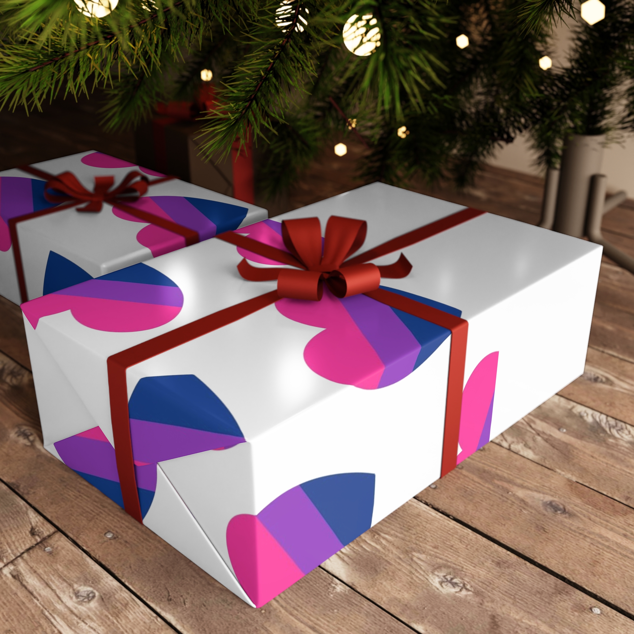 Vector Seamless Pattern Bisexual Flag Heart Gift Wrapping Paper Sheets 1pc - Image 3