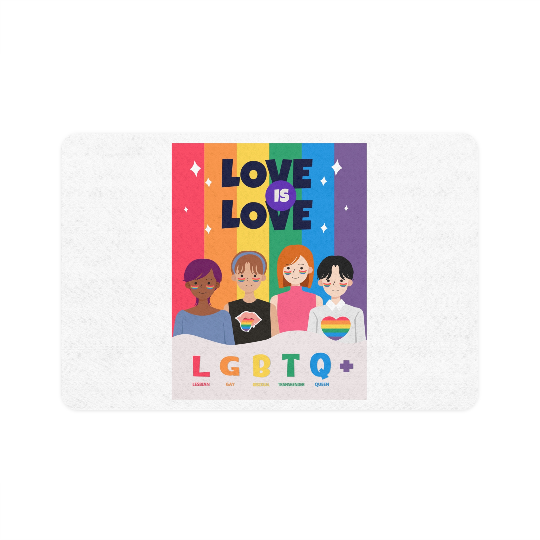 Lgbtq Pride Month Poster Vector With Diverse Characters Rainbow Celebrate Love Inclusivity Pet Food Mat 12x18