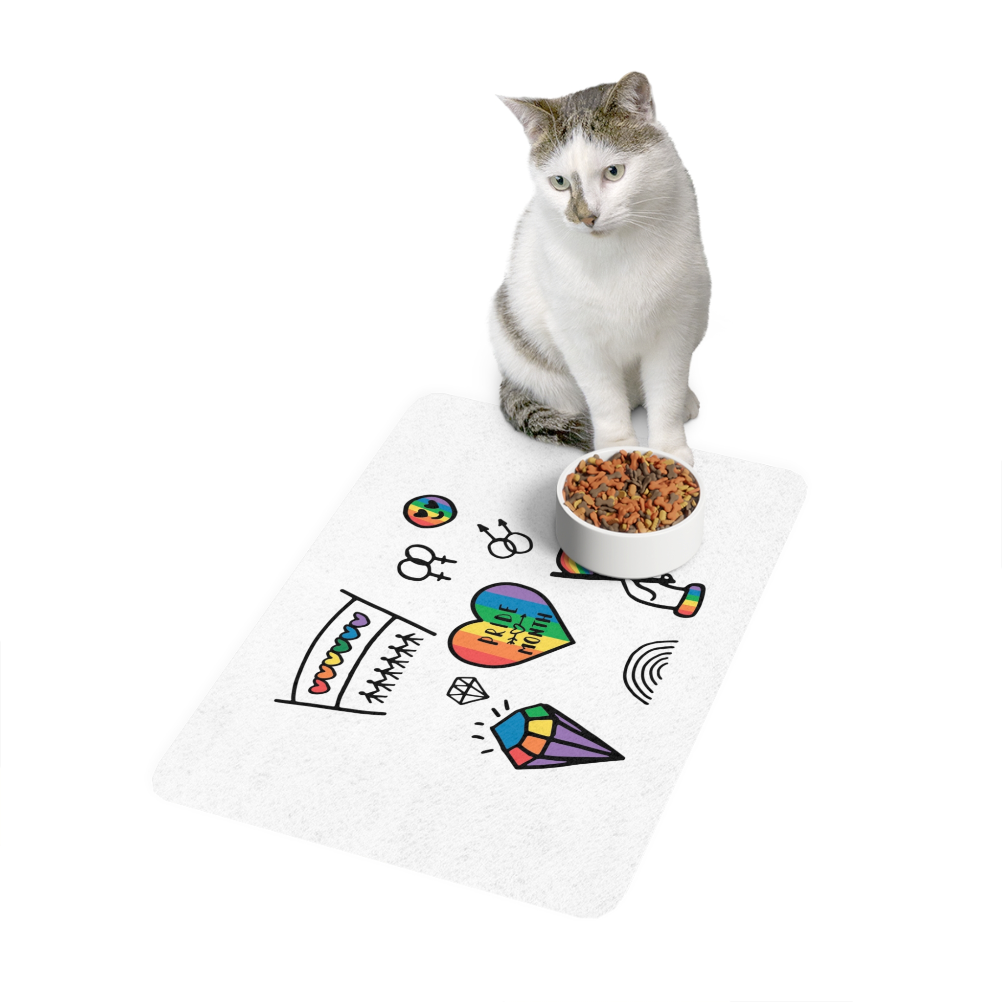 Lgbt Doodle Set Rainbow Flag Pride Month Vector Illustration Pet Food Mat 12x18 - Image 3