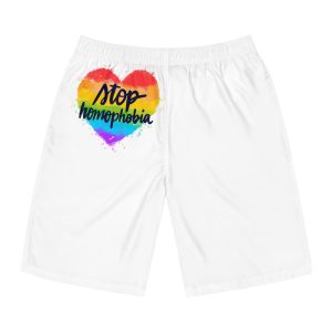 Watercolor Stop Homophobia Mens Board Shorts Aop