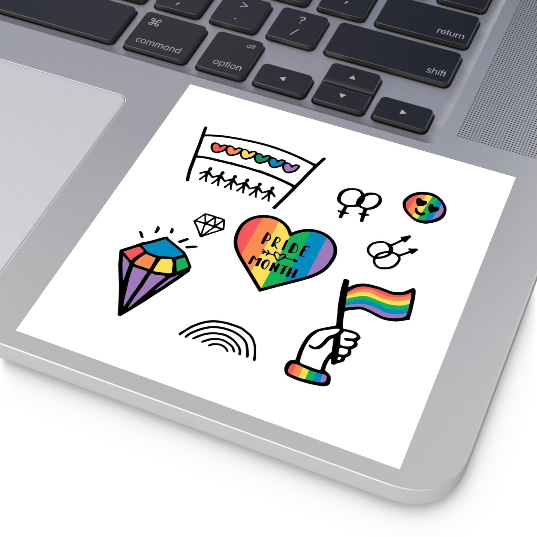 Lgbt Doodle Set Rainbow Flag Pride Month Vector Illustration Laminate Stickers Square - Image 35