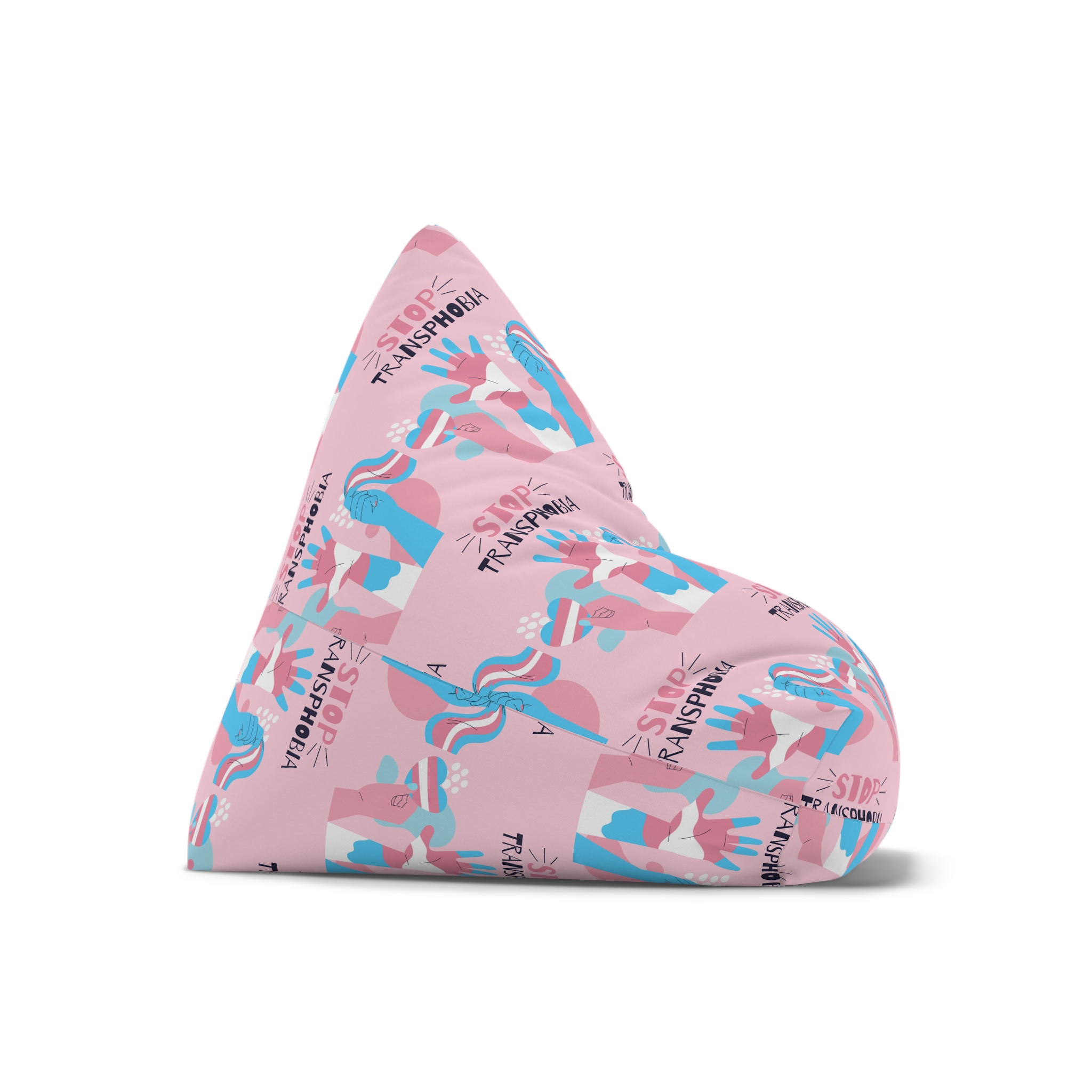 Hand Drawn Flat Design Stop Transphobia Concept Bean Bag Chair Cover - Image 7