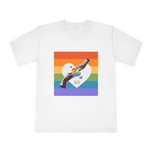 Retro Nostalgic Banner Pride Month Halftone Hands Holding Striped Heart Vintage Collage With - Unisex Classic Crewneck T Shirt