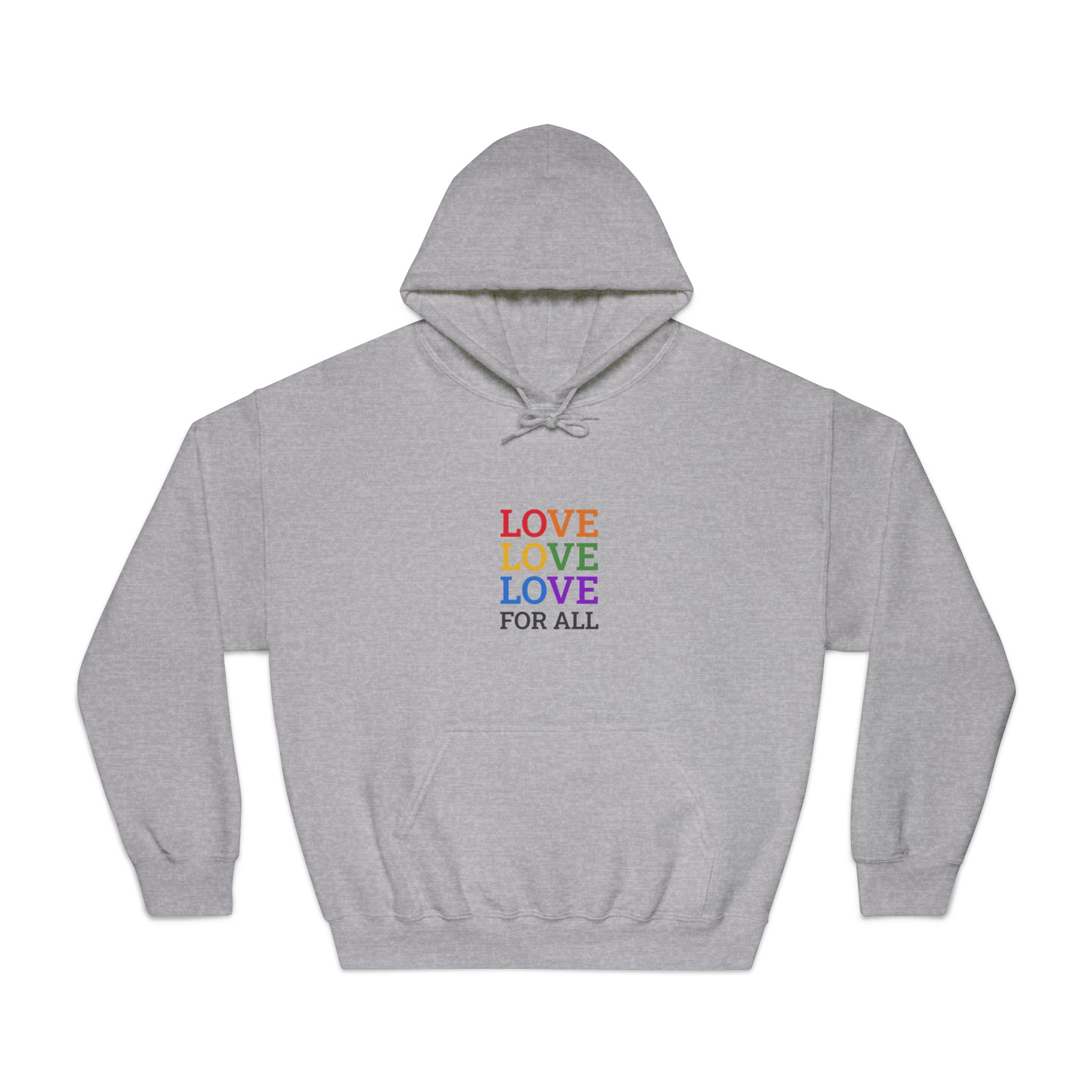 Love All Lgbtq Pride Month Positive Quote Rainbow Color Typographic Art White Background Unisex Dryblend Hooded Sweatshirt - Image 13
