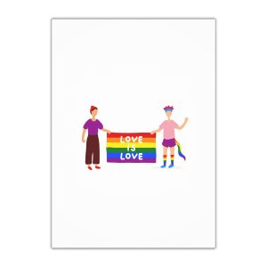 Two Gays Holding Rainbow Flag Gift Wrapping Paper Sheets 1pc