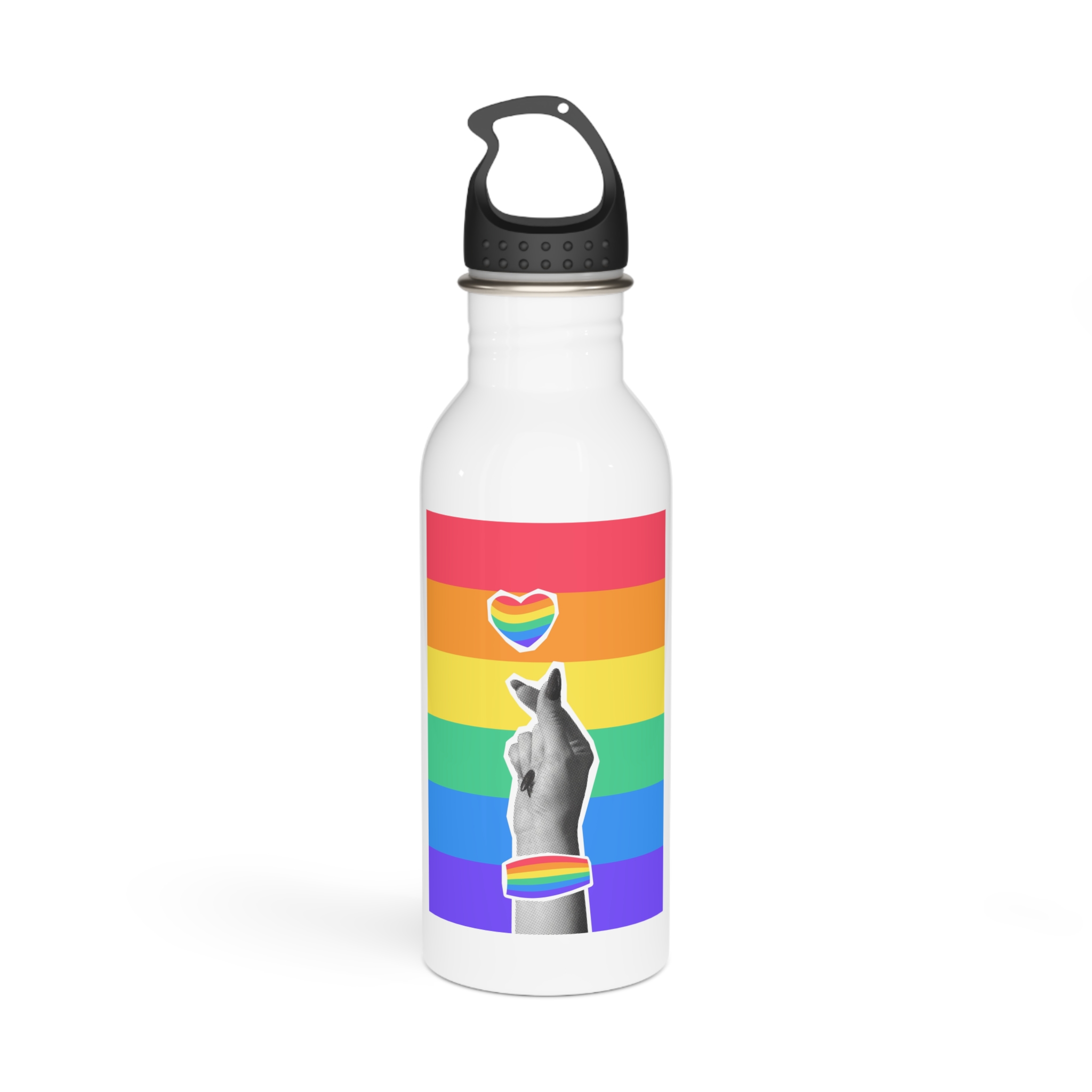 Lgbtq Trendy Retro Collage Halftone Hands Stainless Steel Water Bottle