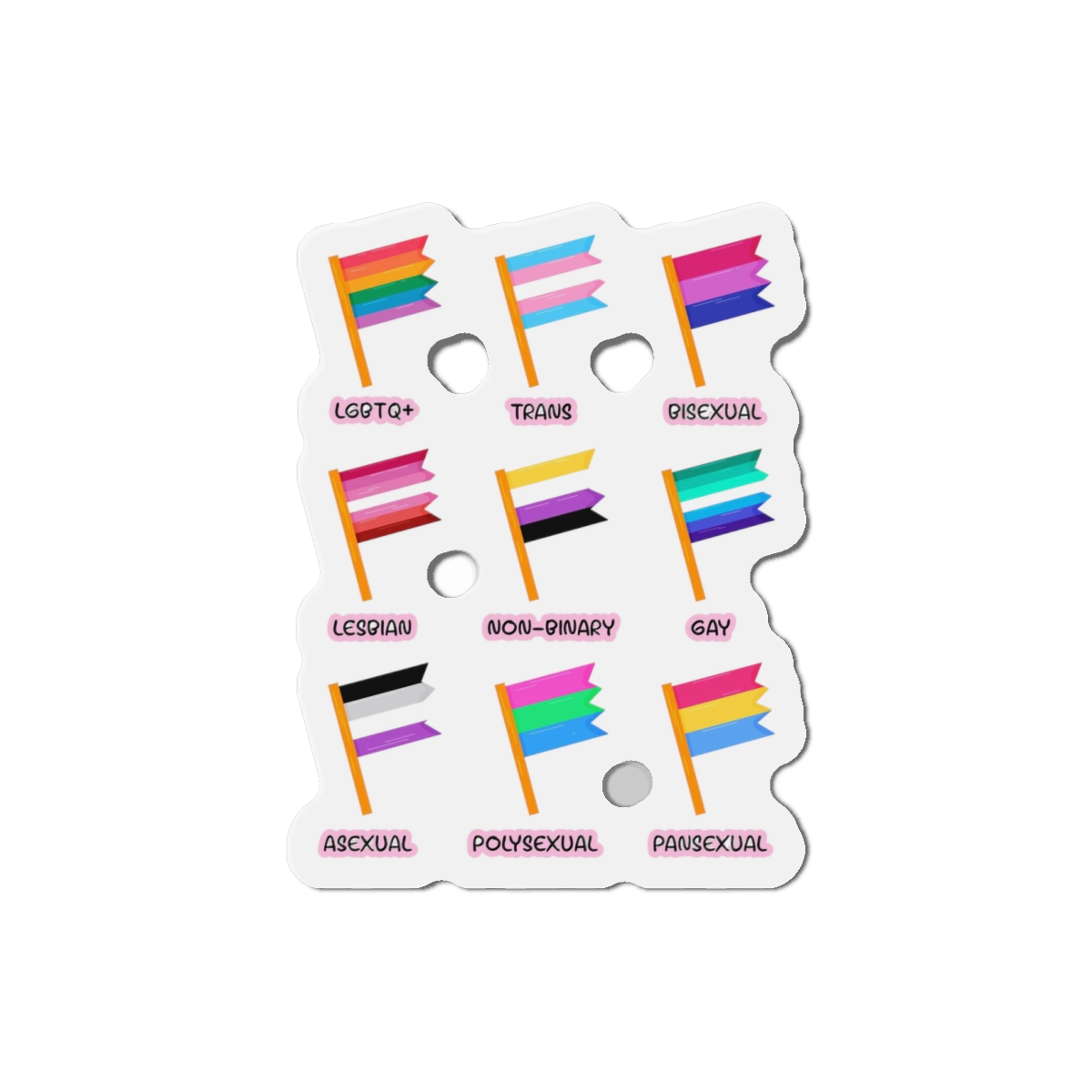 Cute Hand Drawn Set Lgbtq Pride Flags With Names Lgbtq Trans Bisexual Lesbian Nonbinary Asexual Die Cut Magnets - Image 7