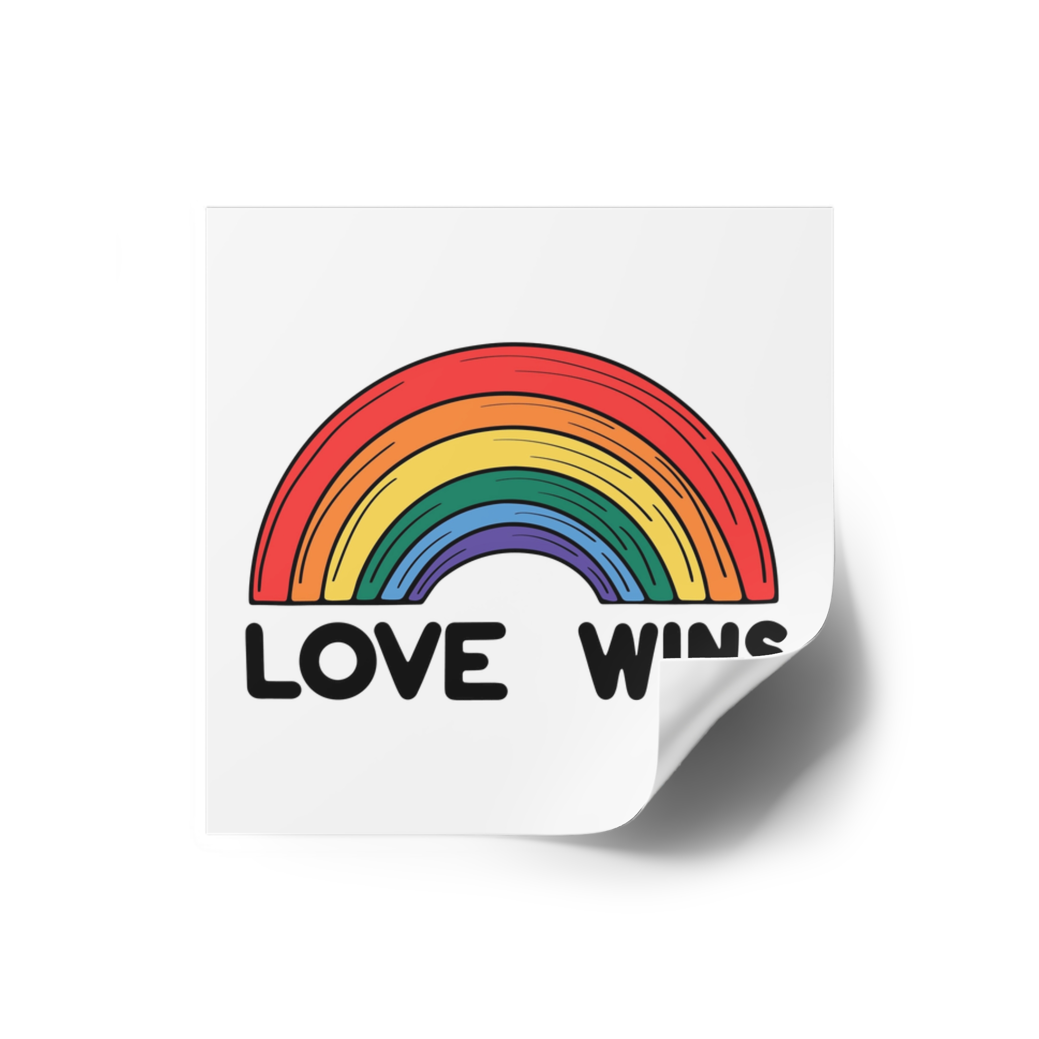 Love Wins Rainbow Pride Illustration Laminate Stickers Square - Image 2