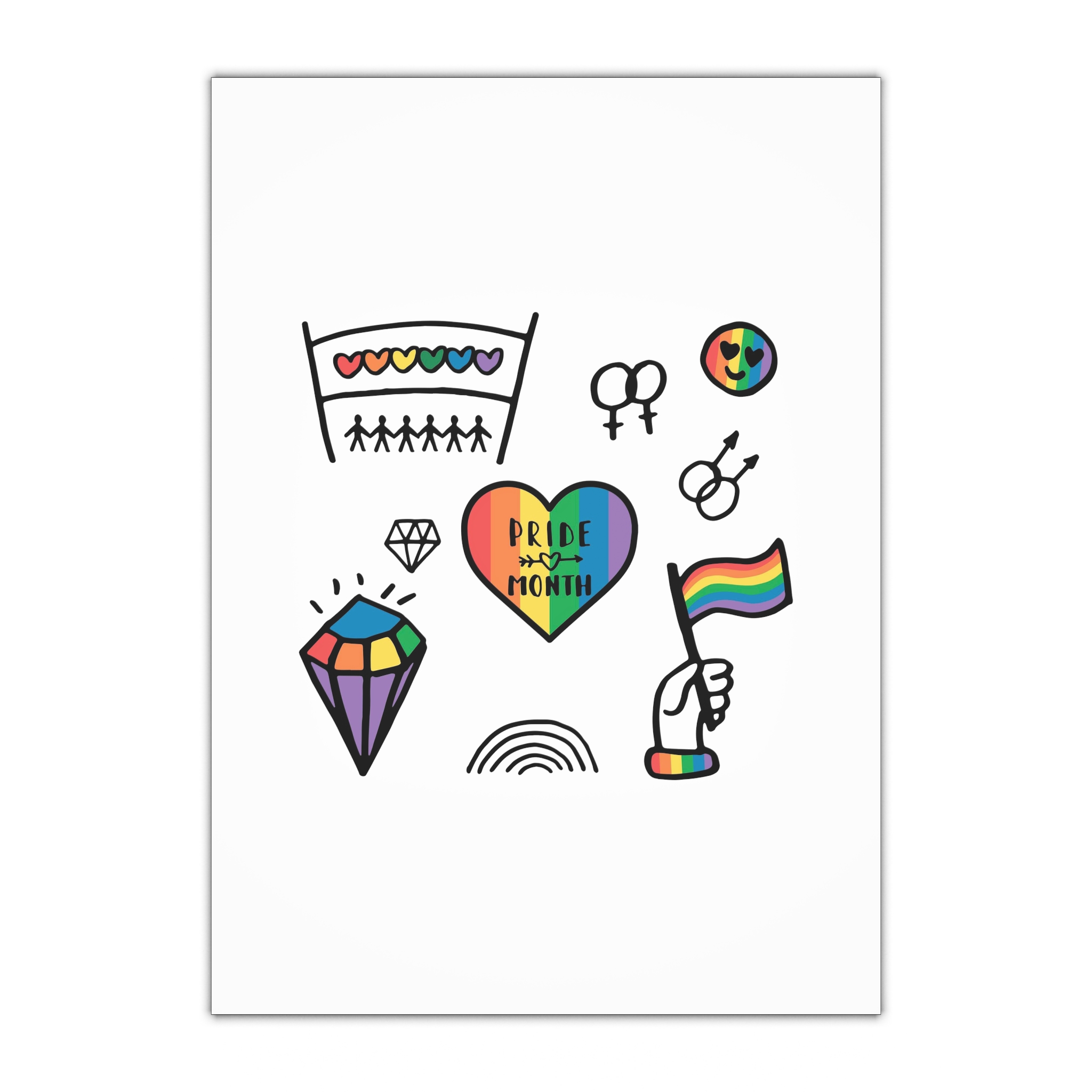 Lgbt Doodle Set Rainbow Flag Pride Month Vector Illustration Gift Wrapping Paper Sheets 1pc