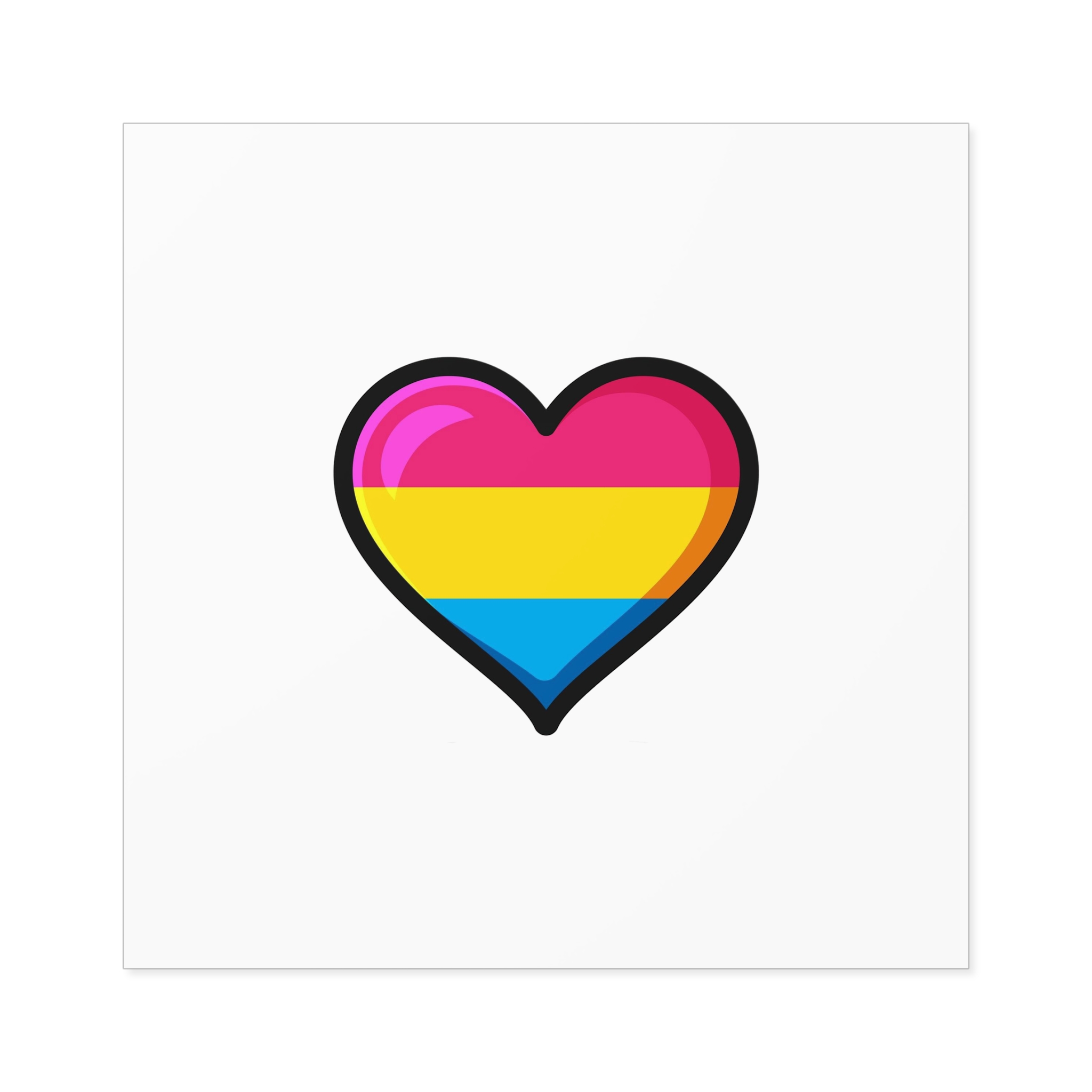 Pansexual Pride Flag Heart Shape Vector Illustration Laminate Stickers Square - Image 57