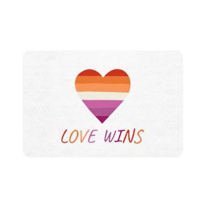 Colorful Heart Shape Lesbian Pride Flag Happy Pride Day Lgbtqia Community Pride Month Vector Hand Drawn Doodle Posters Stickers Logo Cards (1) Pet Food Mat 12x18
