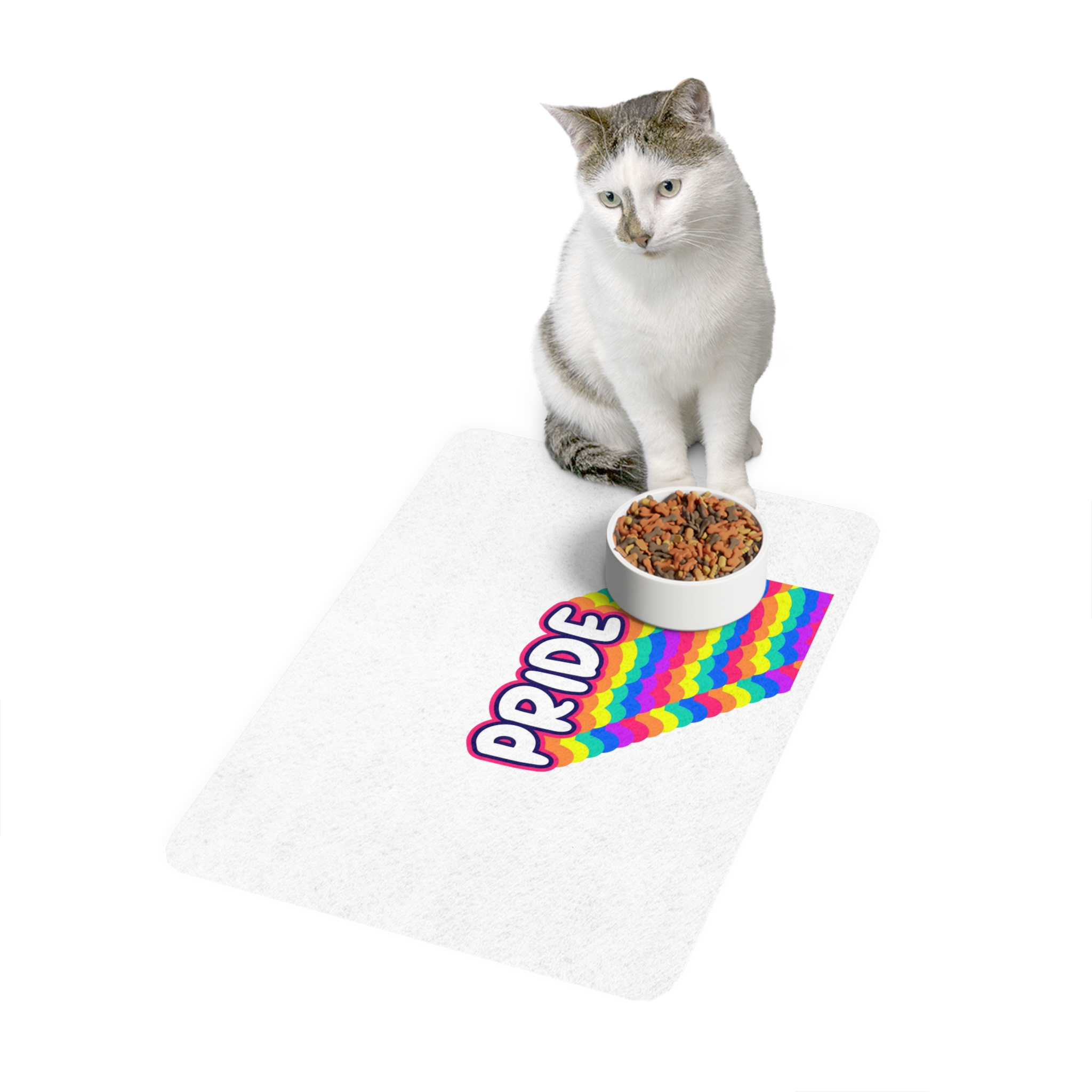 Pride Text Lettering Pride Month Celebration Poster Pet Food Mat 12x18 - Image 3
