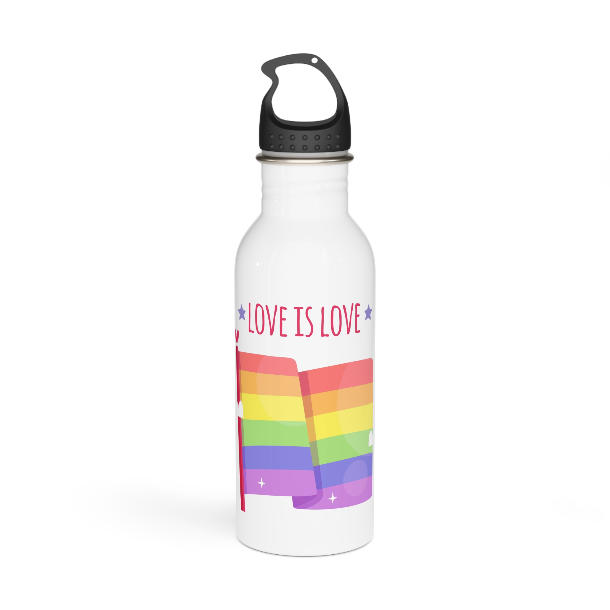 Pride Day Flag With Love Stainless Steel Water Bottle