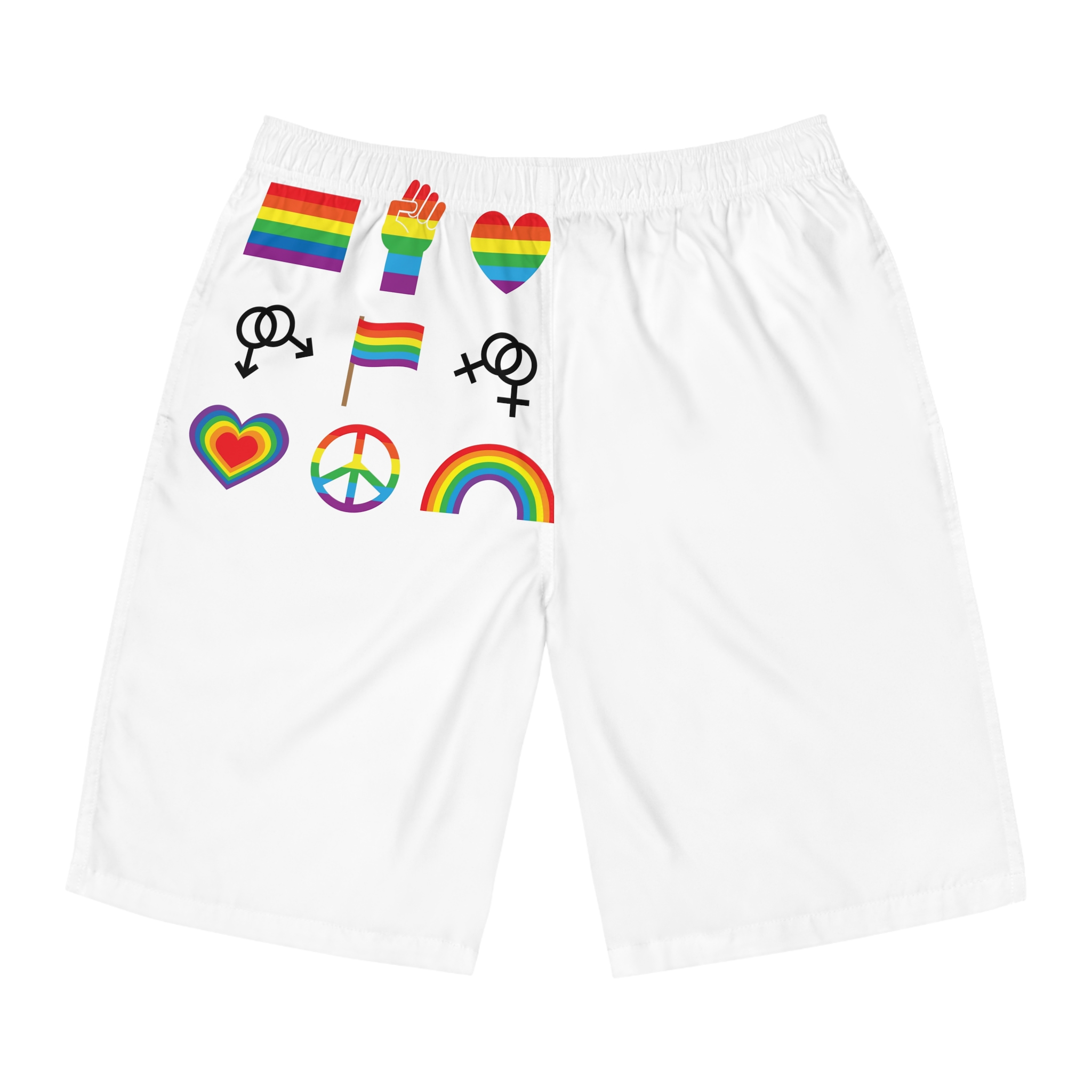 Set Flat Lgbt Homosexual Rainbow Flag Icon Symbols Mens Board Shorts Aop