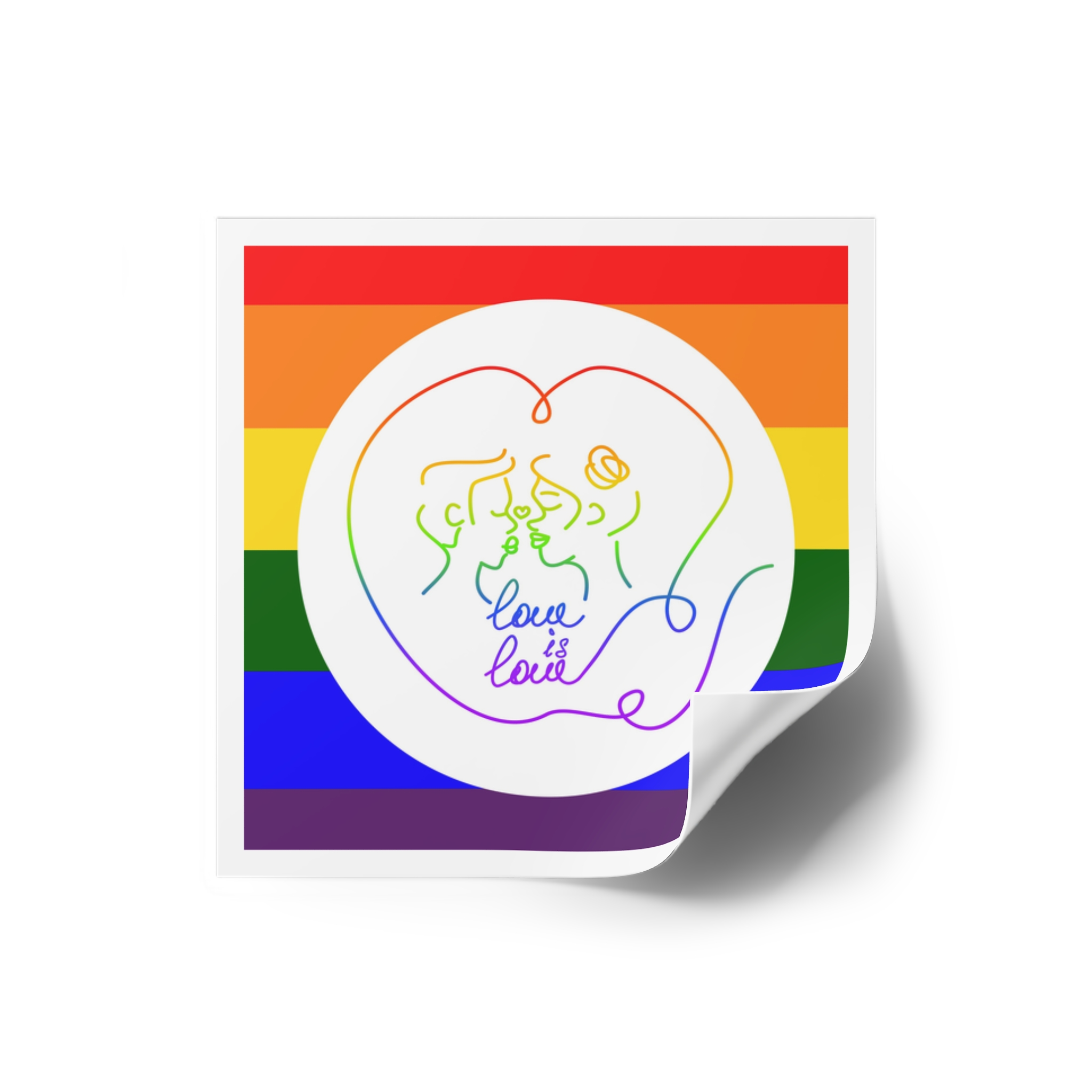 Poster With Kissing Woman Hand Lettering Love Is Love Theme Month Pride Lgbtq Love Background Laminate Stickers Square - Image 66
