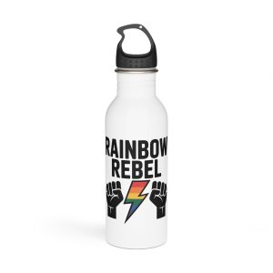 Rainbow Rebel T Shirt Design Isolated White Background 3 Stainless Steel Water Bottle