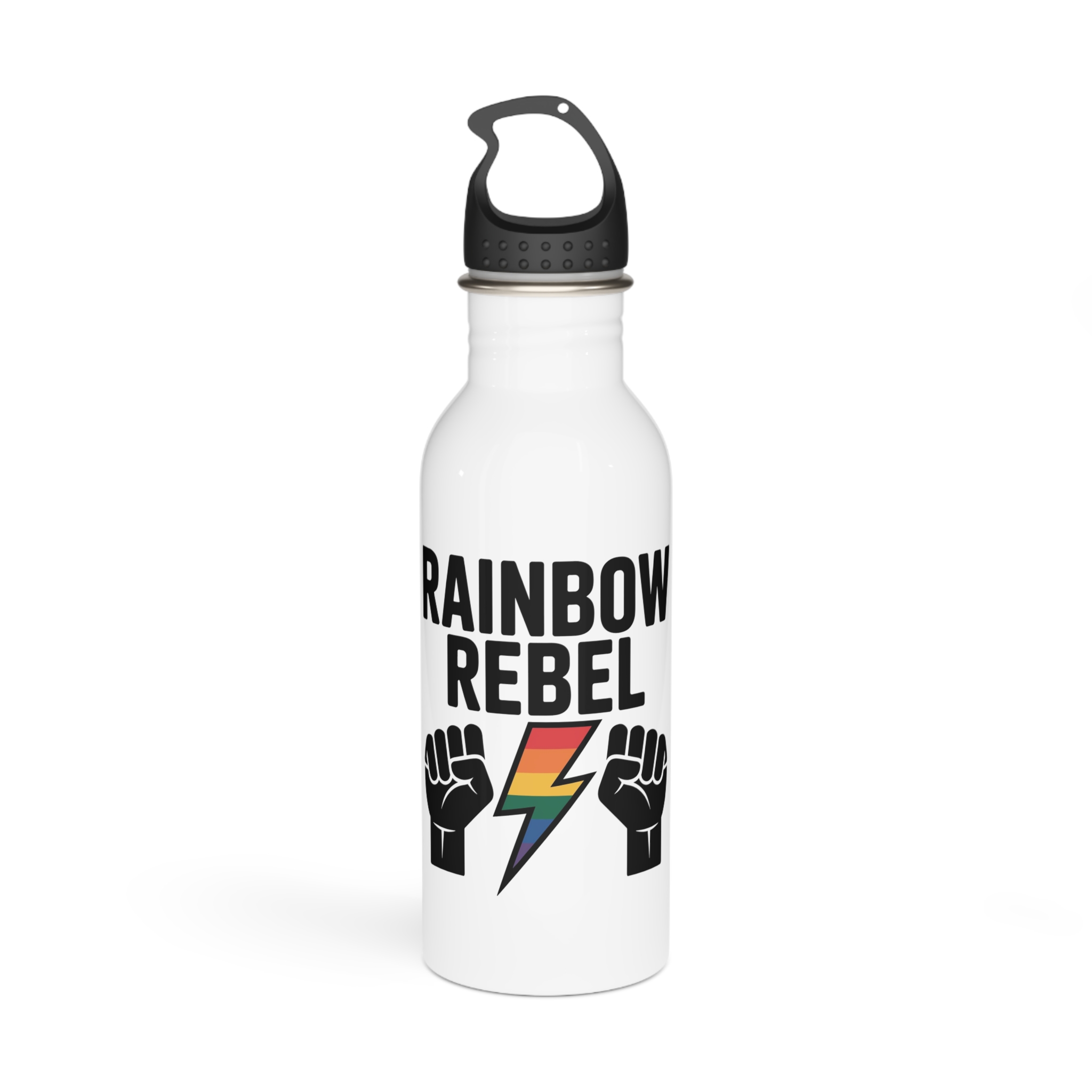Rainbow Rebel T Shirt Design Isolated White Background 3 Stainless Steel Water Bottle