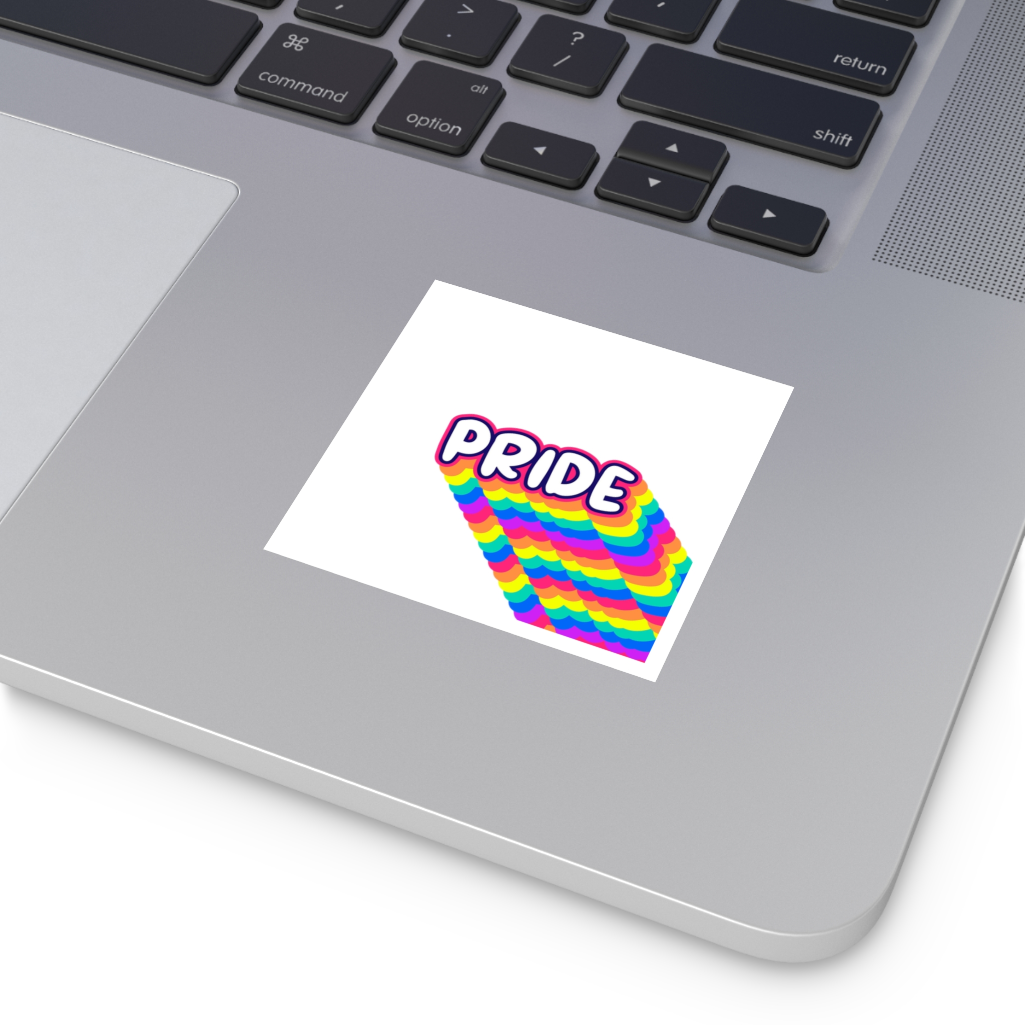 Pride Text Lettering Pride Month Celebration Poster Laminate Stickers Square - Image 7