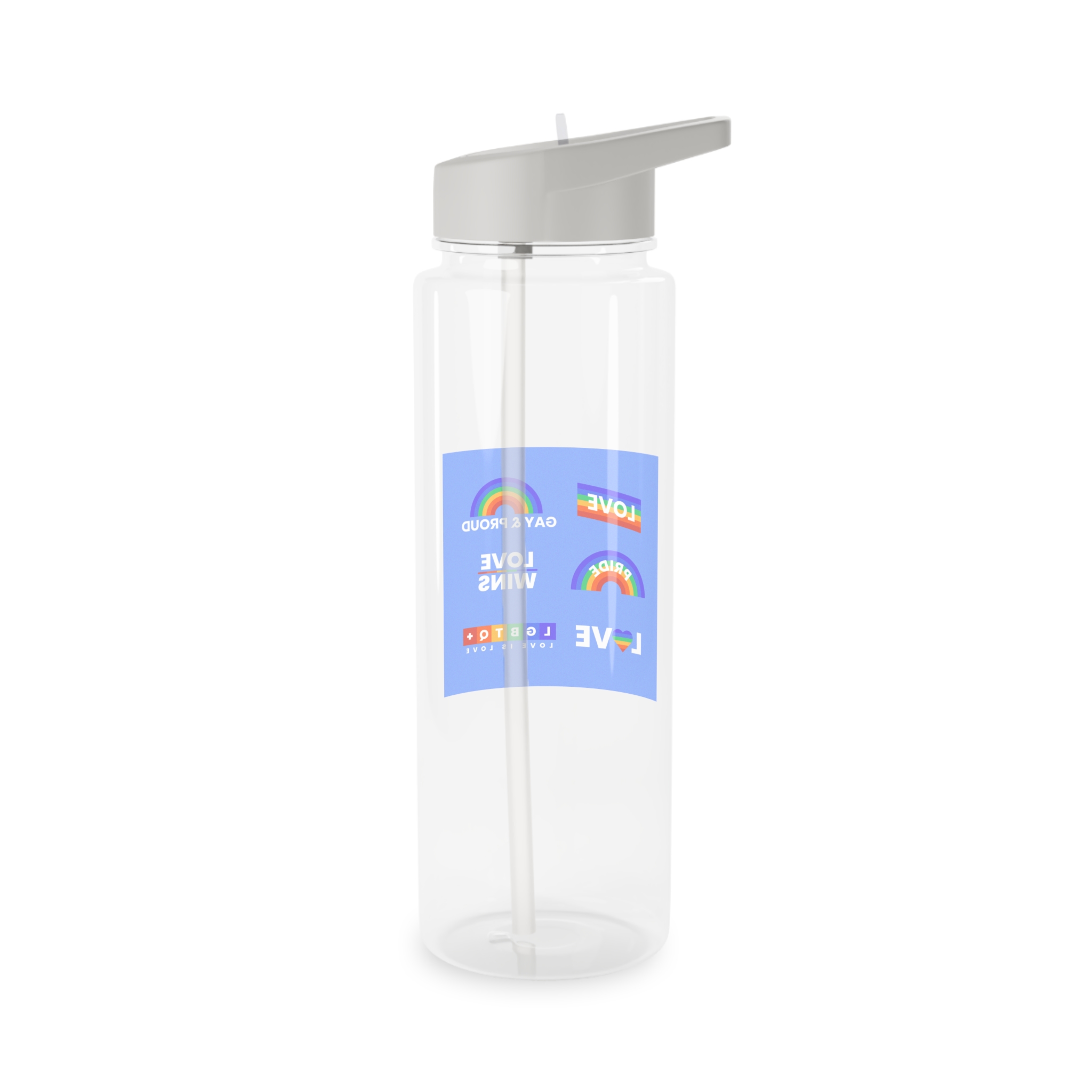Pride Day Concept Rainbow Labels Tritan Water Bottle - Image 6