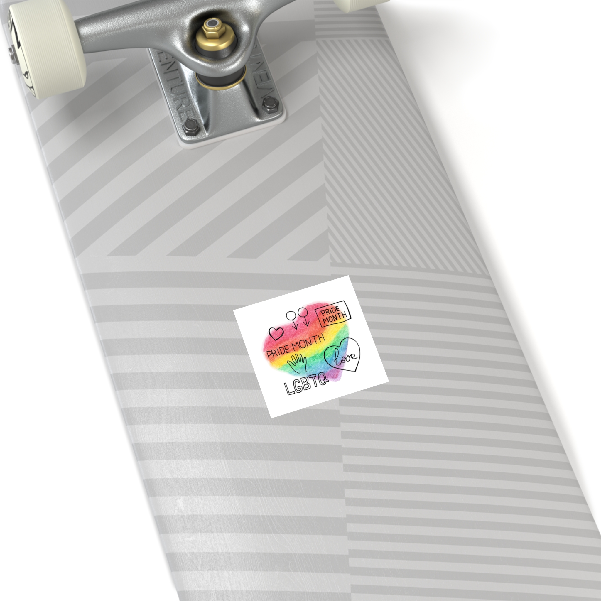 Lgbtq Hand Drawn Symbols Rainbow Coloured Heart Background Laminate Stickers Square - Image 4
