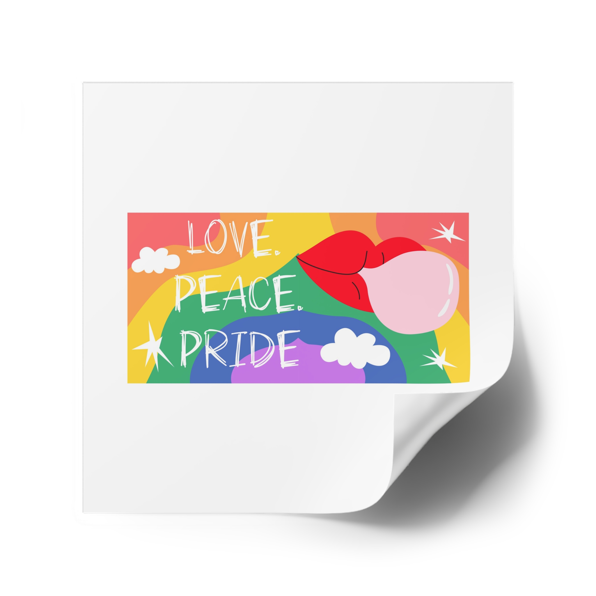 Lgbt Festive Cartoon Groovy Banner Retro 90s Style Love Freedom Concept Laminate Stickers Square - Image 42